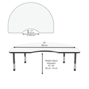 48" x 72" Kidney Dry-Erase Activity Table with Adjustable Chunky Legs - Whiteboard/Black