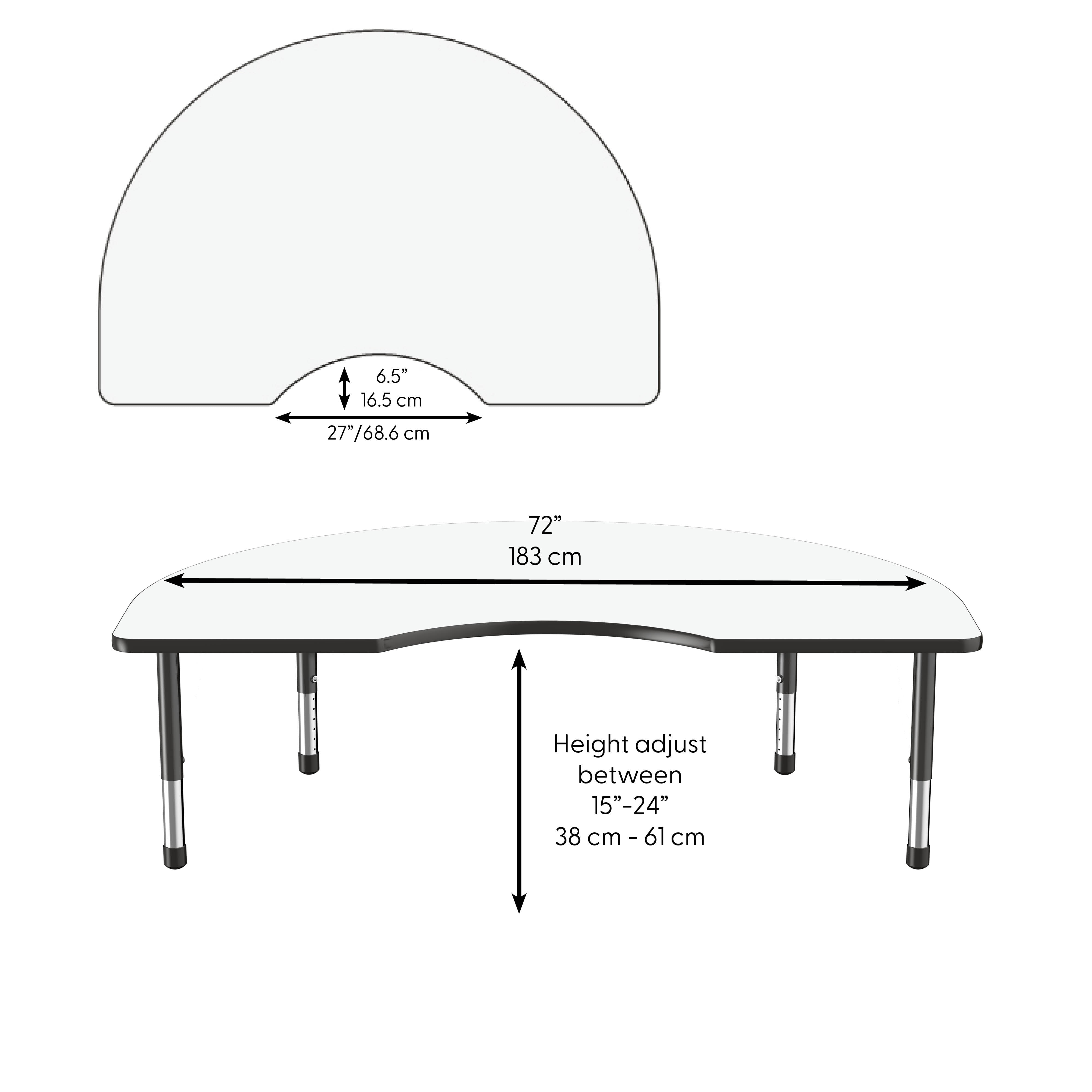 48" x 72" Kidney Dry-Erase Activity Table with Adjustable Chunky Legs - Whiteboard/Black