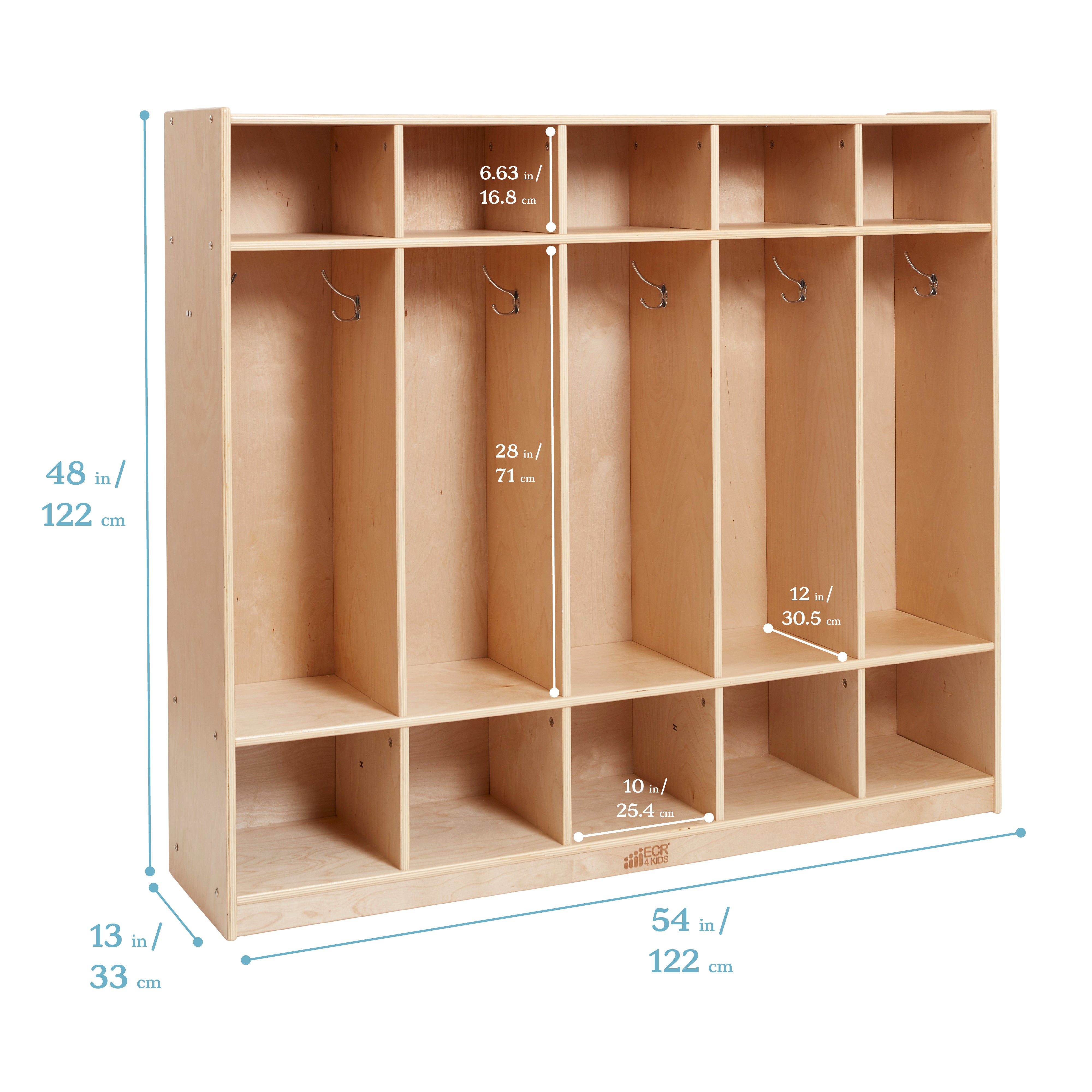 5-Section Straight Coat Locker - Natural