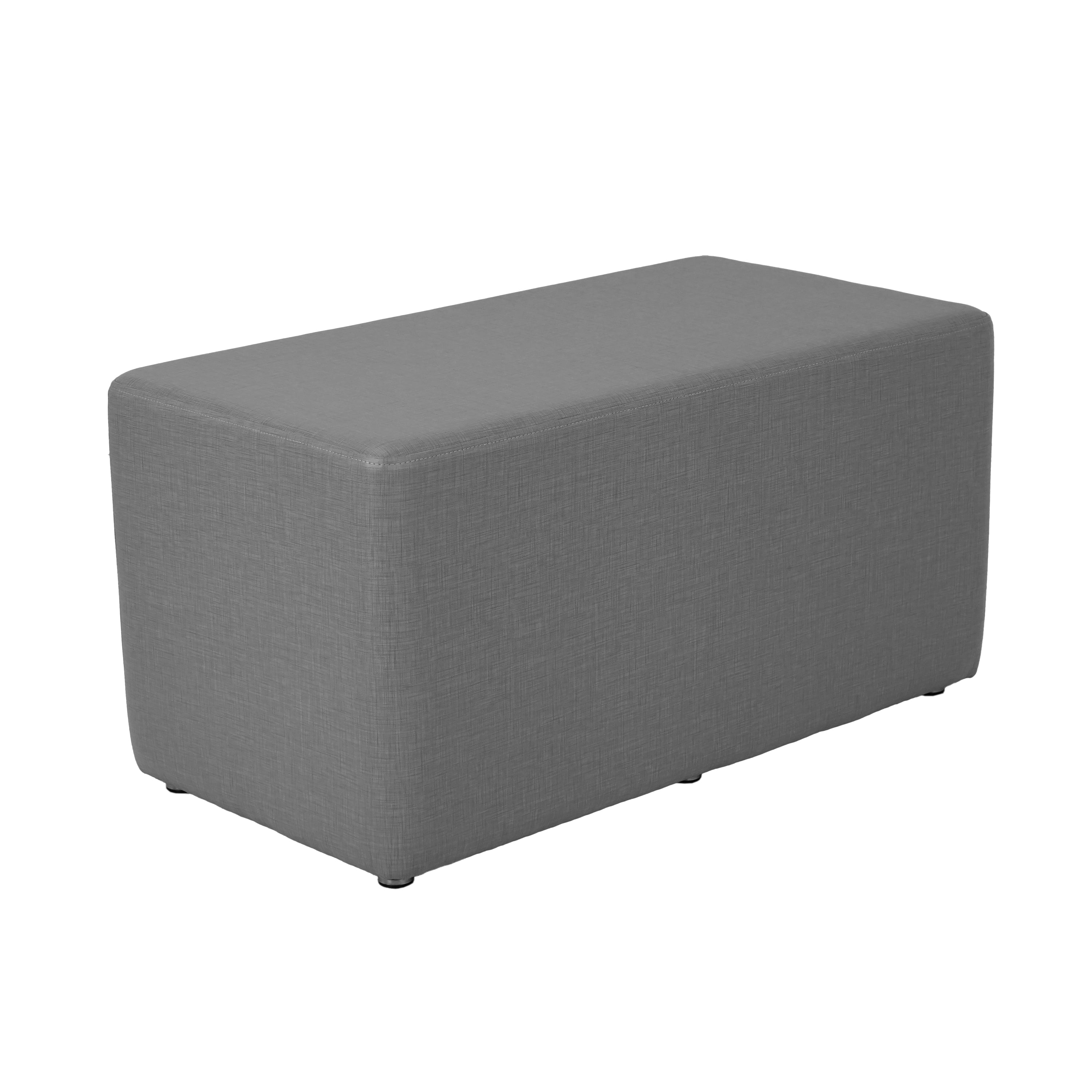 Pro Series Upholstered Rectangle Ottoman 18" Height - Slate Gray Crosshatch