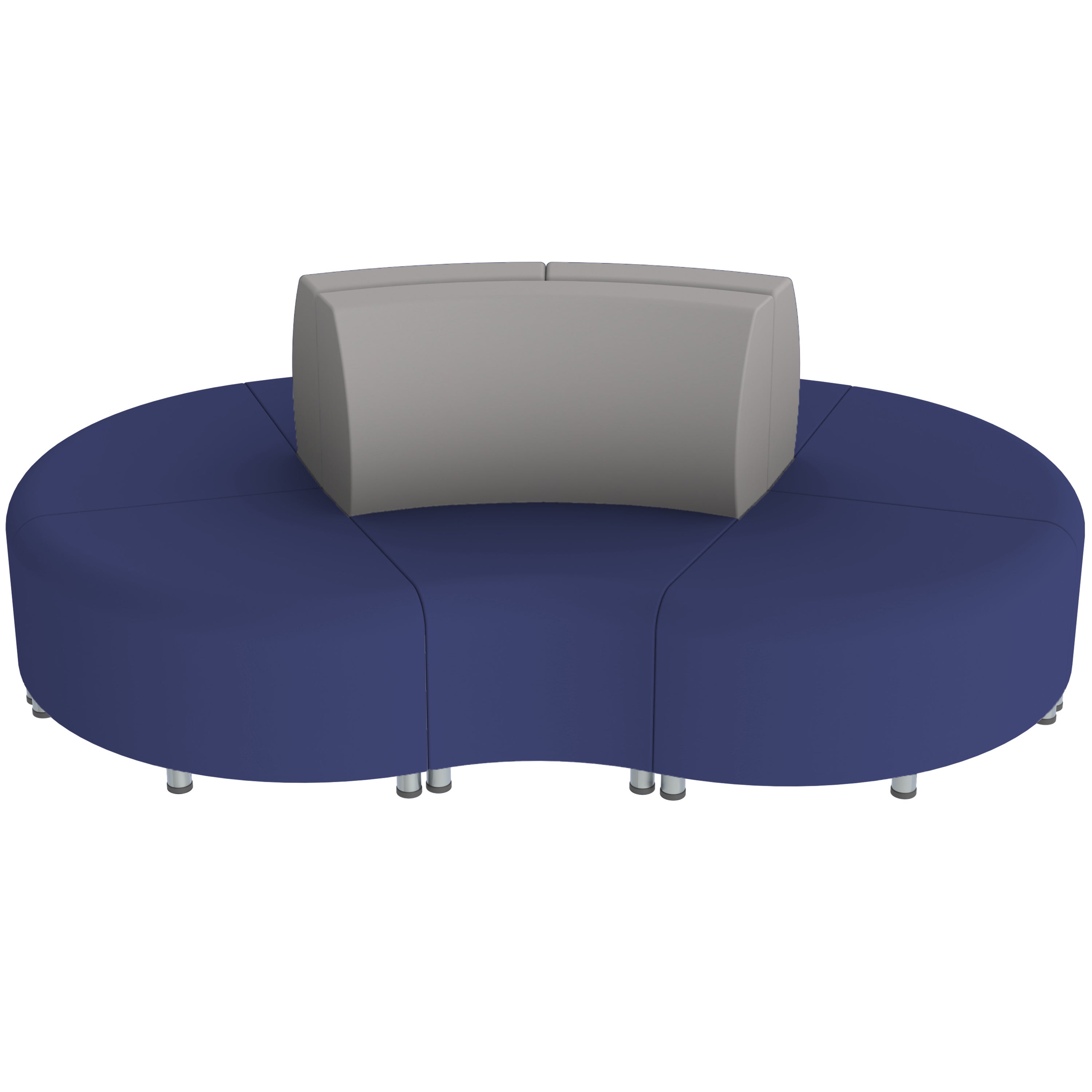 Pro Series Connect Curved Wavelet Seating, 7-Piece Set - Navy/Gray