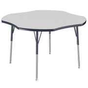48" x 48" Clover T-Molding Activity Table with Adjustable Standard Swivel Glide Legs - Gray/Navy