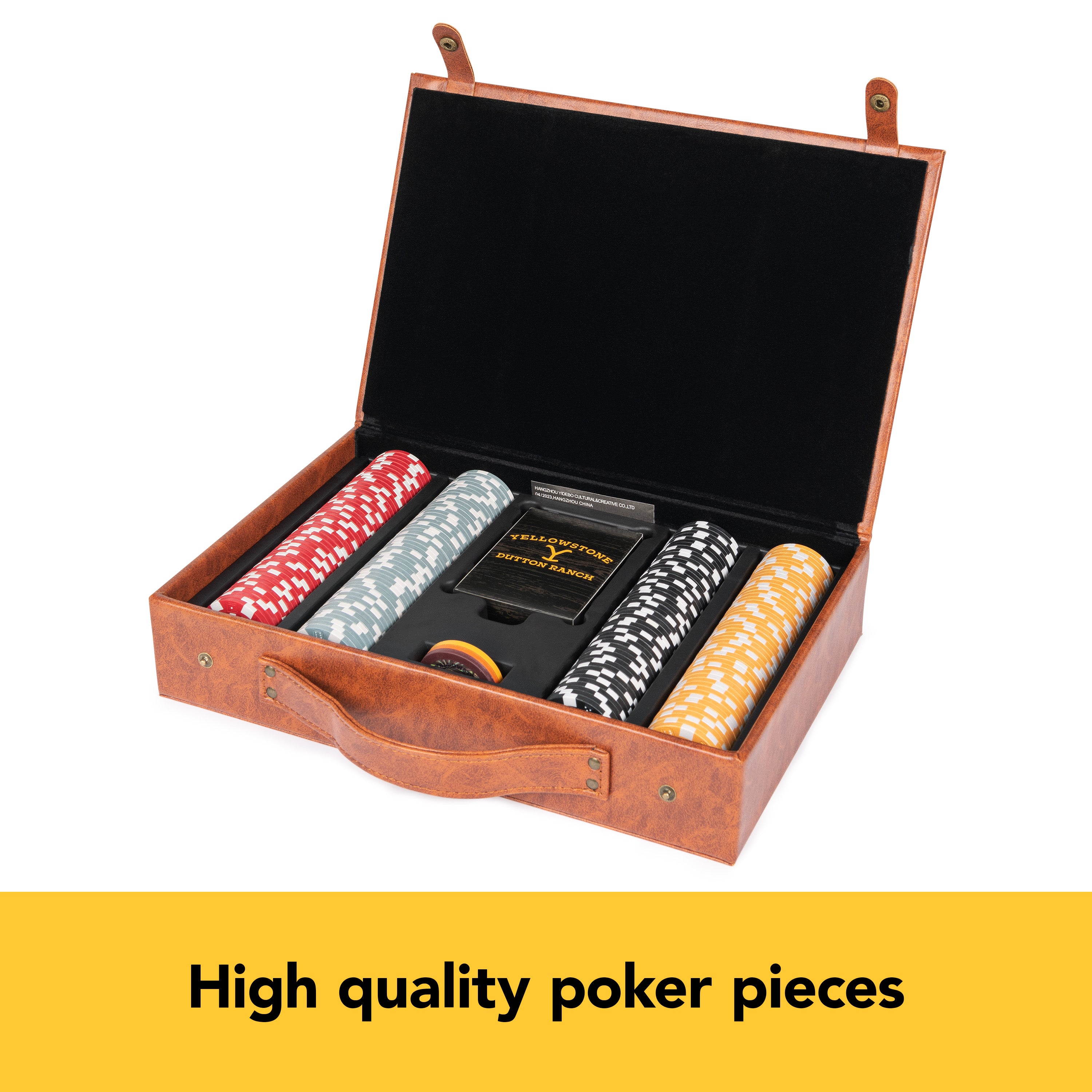Spin Master Games, Yellowstone, 200-Piece Poker Set with Custom Carrying Case, Dealer & Betting Poker Chips Card Deck, Yellowstone Merchandise, for Adults 16 and up