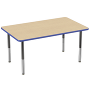 36" x 60" Rectangle T-Molding Activity Table with Adjustable Super Legs - Maple/Blue/Black