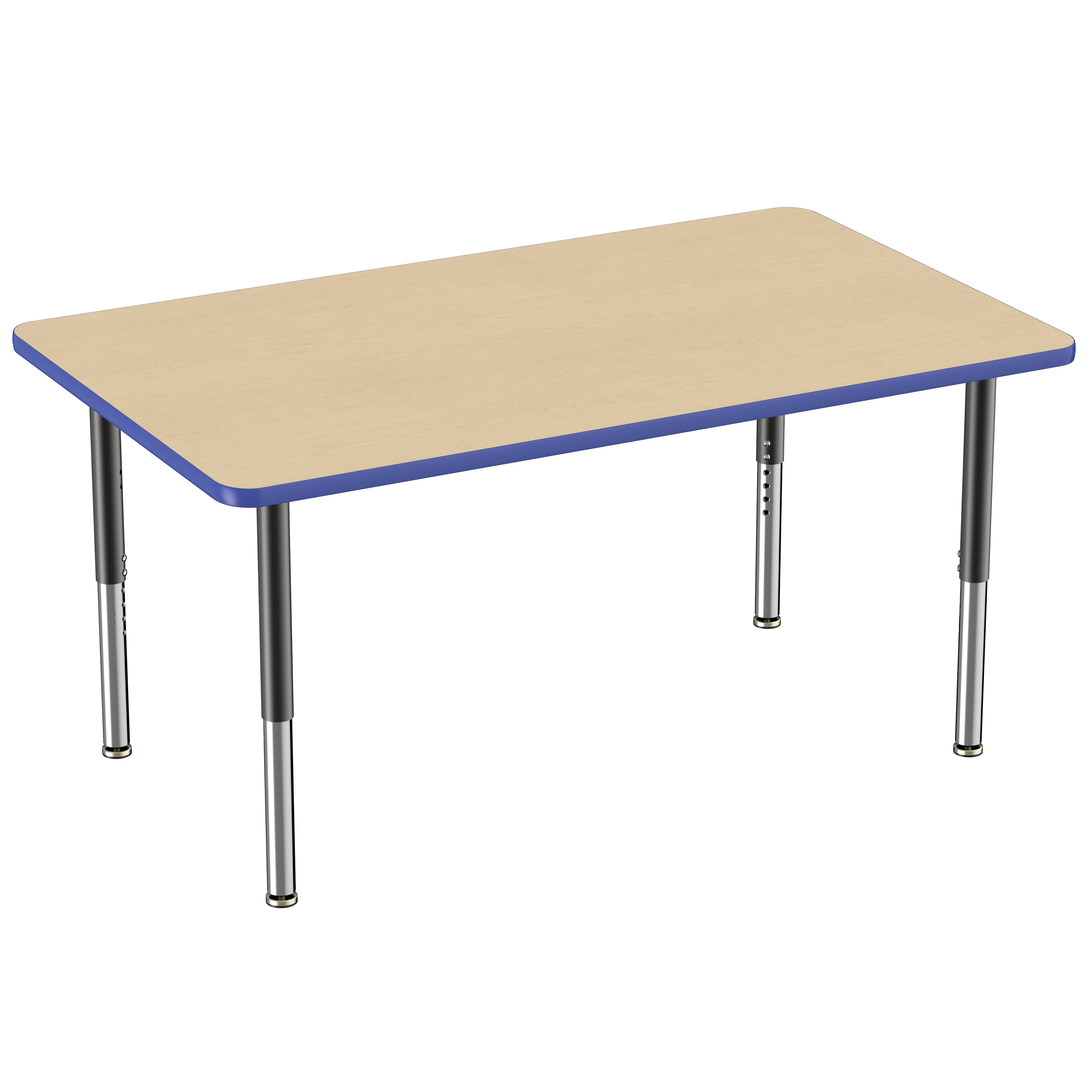 36" x 60" Rectangle T-Molding Activity Table with Adjustable Super Legs - Maple/Blue/Black