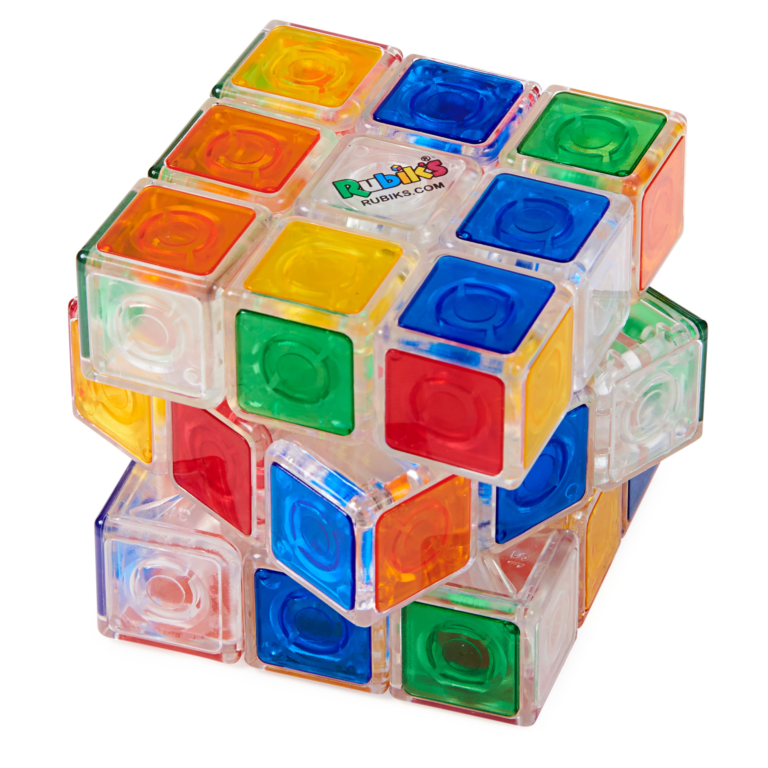 Rubik’s Crystal, New Transparent 3x3 Cube Classic Color-Matching Problem-Solving Brain Teaser Puzzle Game Toy for Kids and Adults Aged 8+