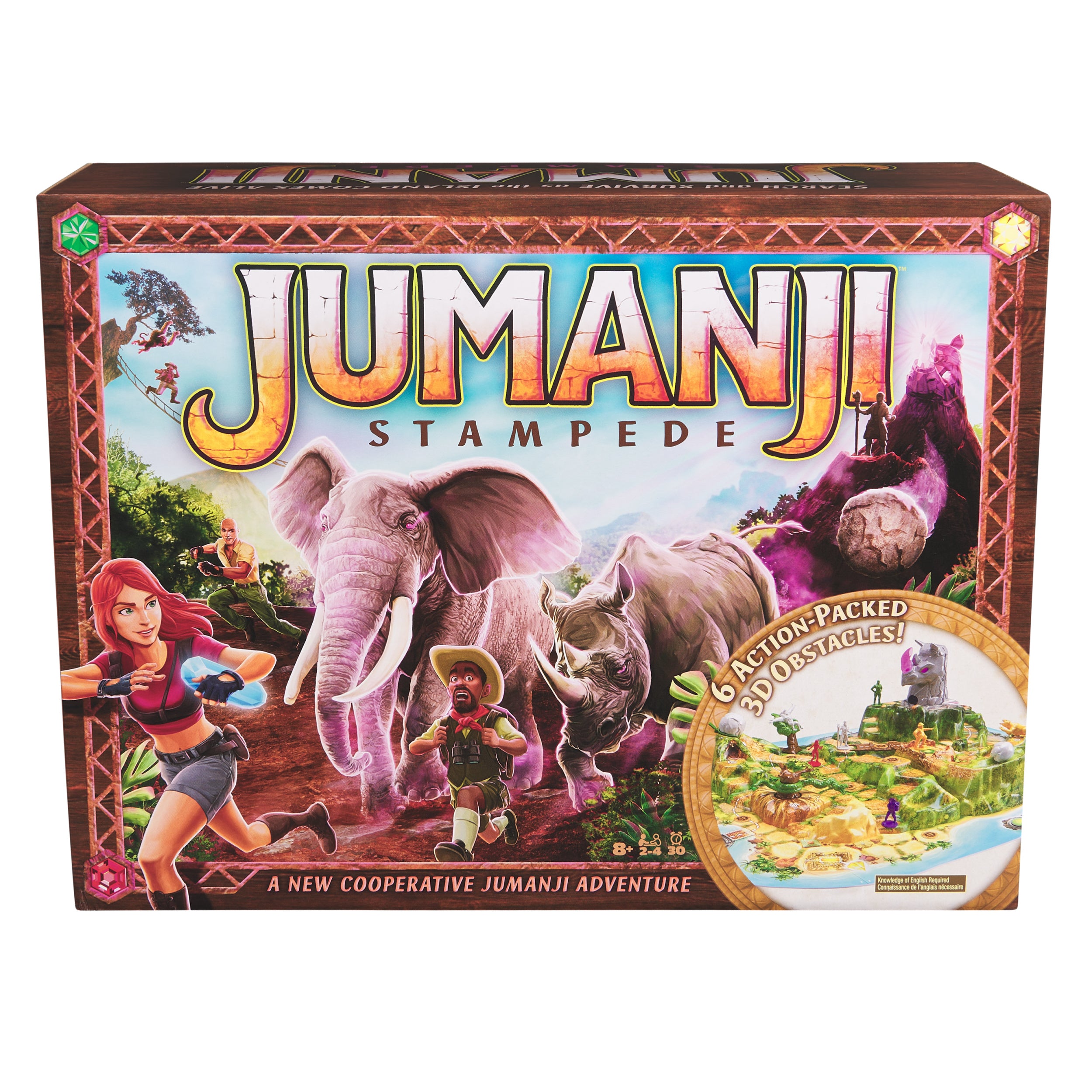 Spin Master Games, Jumanji Stampede, 3D Adventure Cooperative Board Game, for Fans of the Jumanji Movies, Face Off Against Jungle Emergencies, 2-4 Players, for Ages 8 & Up