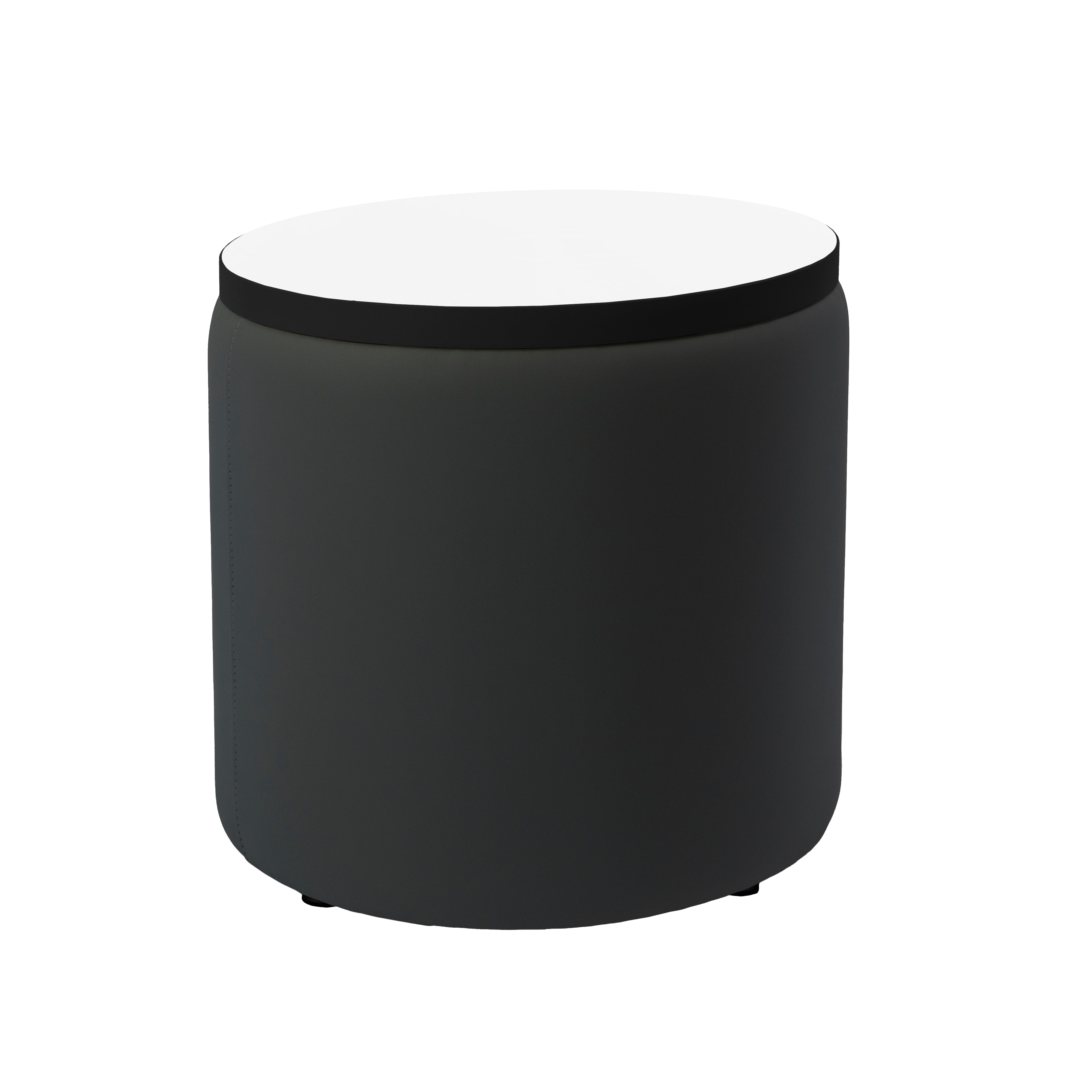Pro Series Upholstered 18" Round Dry-Erase Ottoman Table 18" Height - Black/Whiteboard