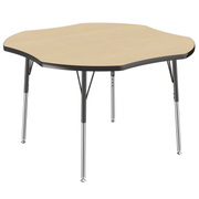 48" x 48" Clover T-Molding Activity Table with Adjustable Standard Swivel Glide Legs - Maple/Black