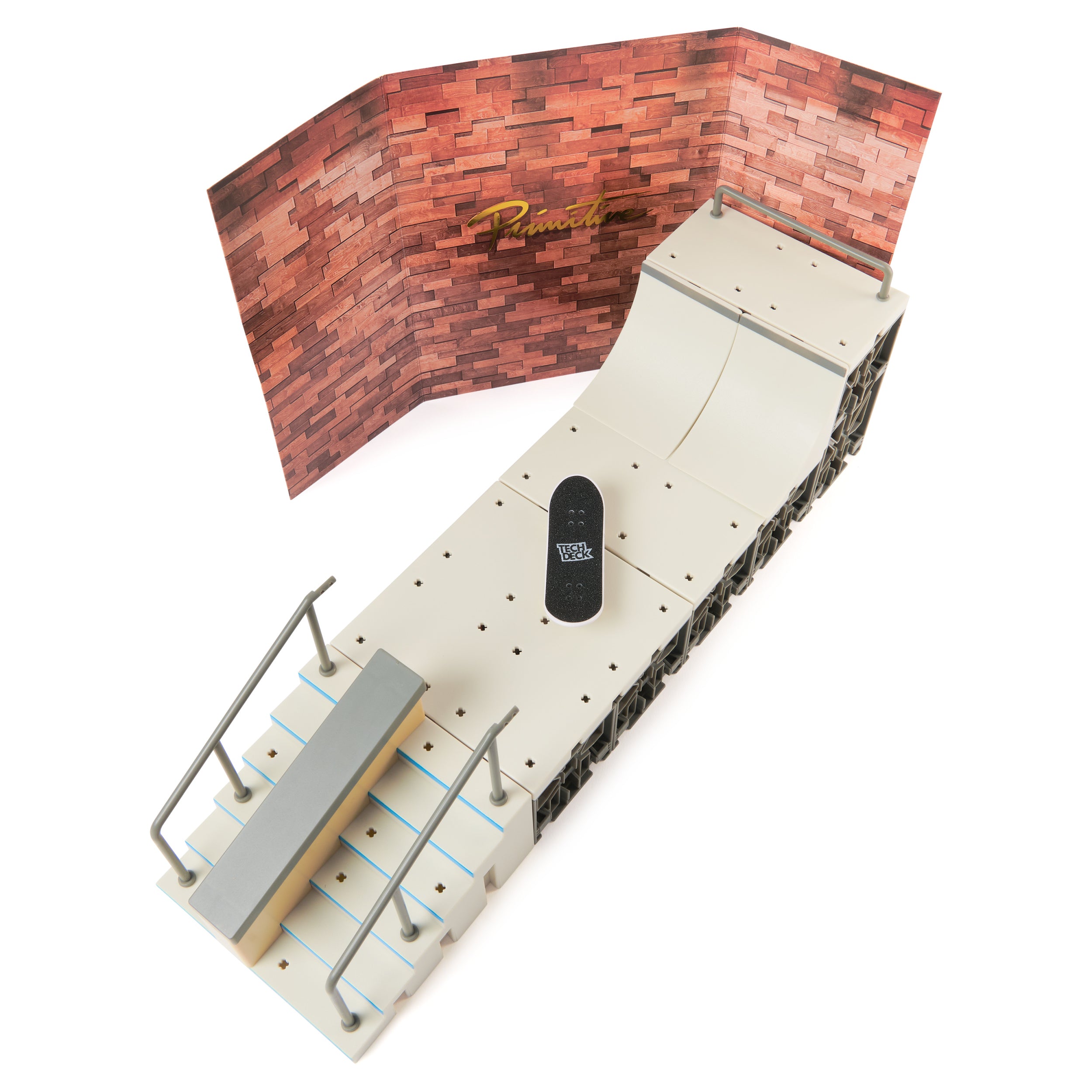 Tech Deck, Primitive X-Connect Skate Park, Customizable and Buildable Ramp Set with Exclusive Fingerboard, Kids Toy for Ages 6 and up