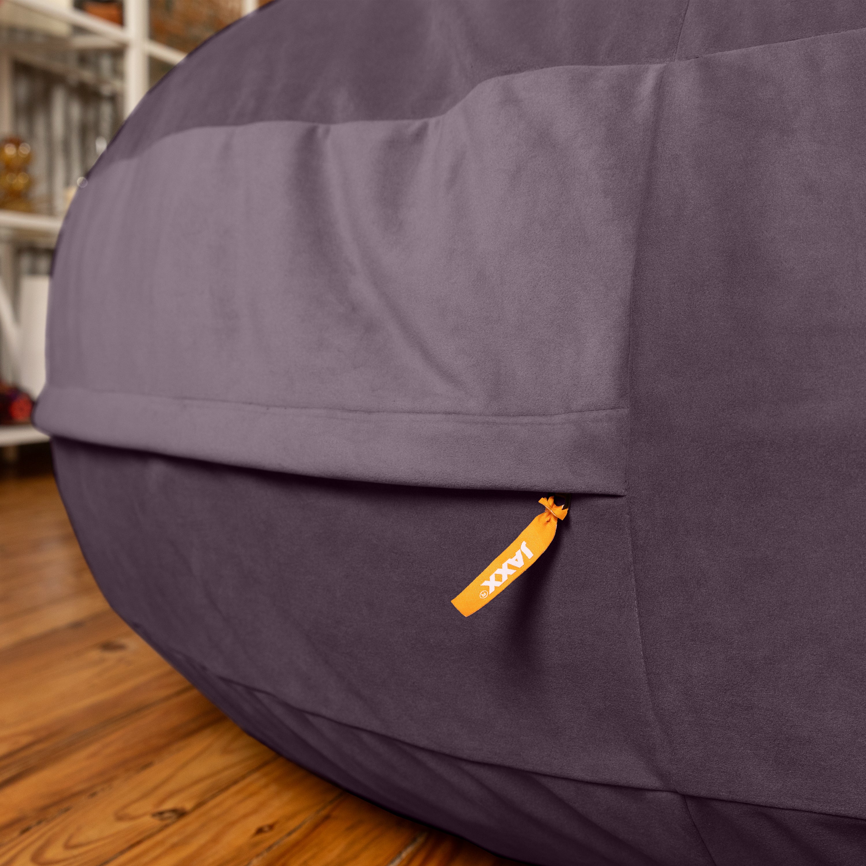 Jaxx 6 Foot Cocoon - 2-in-1 Convertible Bean Bag Bed & Large Bean Bag Chair for Adults, Premium Lush Velvet - Purple