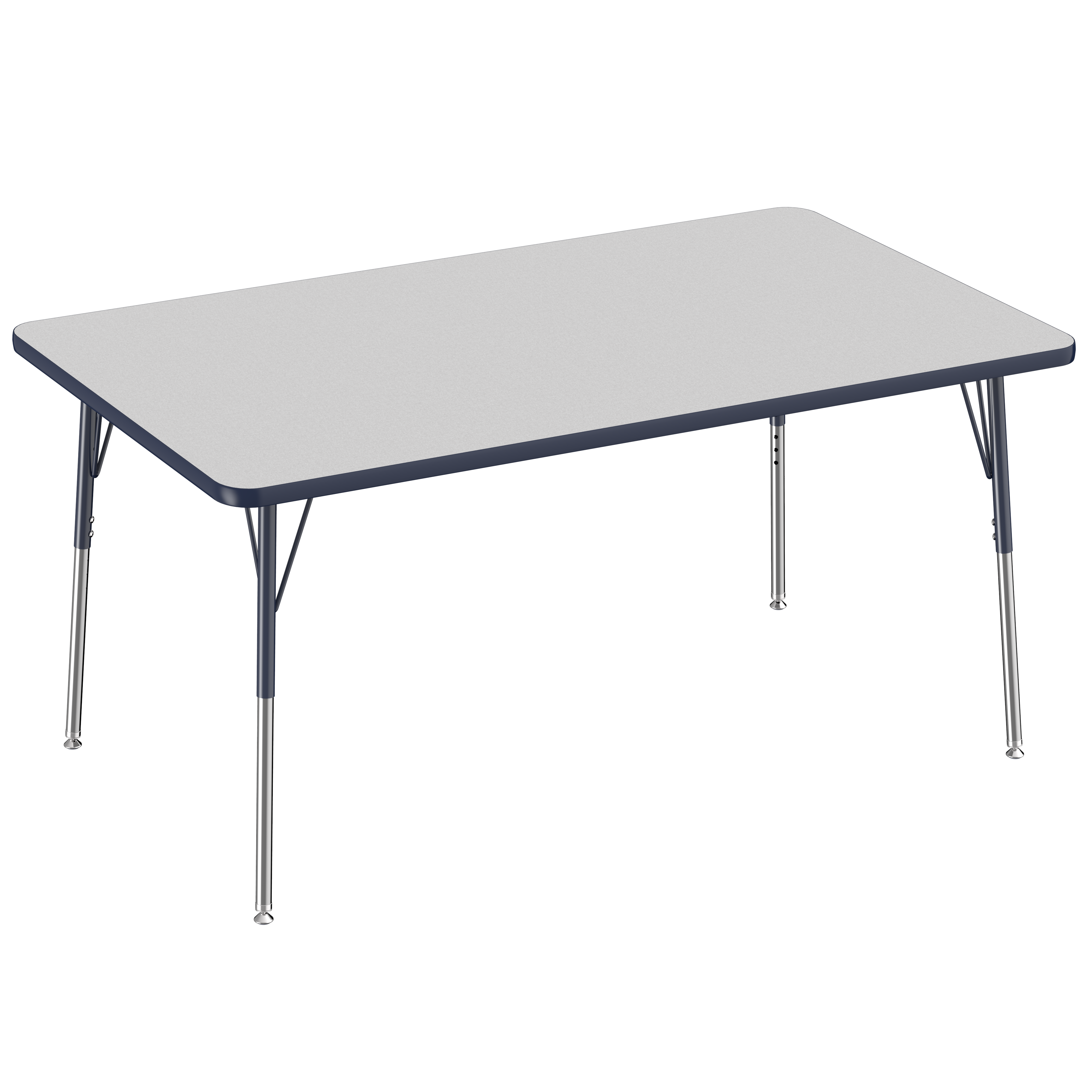 36" x 60" Rectangle T-Molding Activity Table with Adjustable Standard Swivel Glide Legs - Gray/Navy