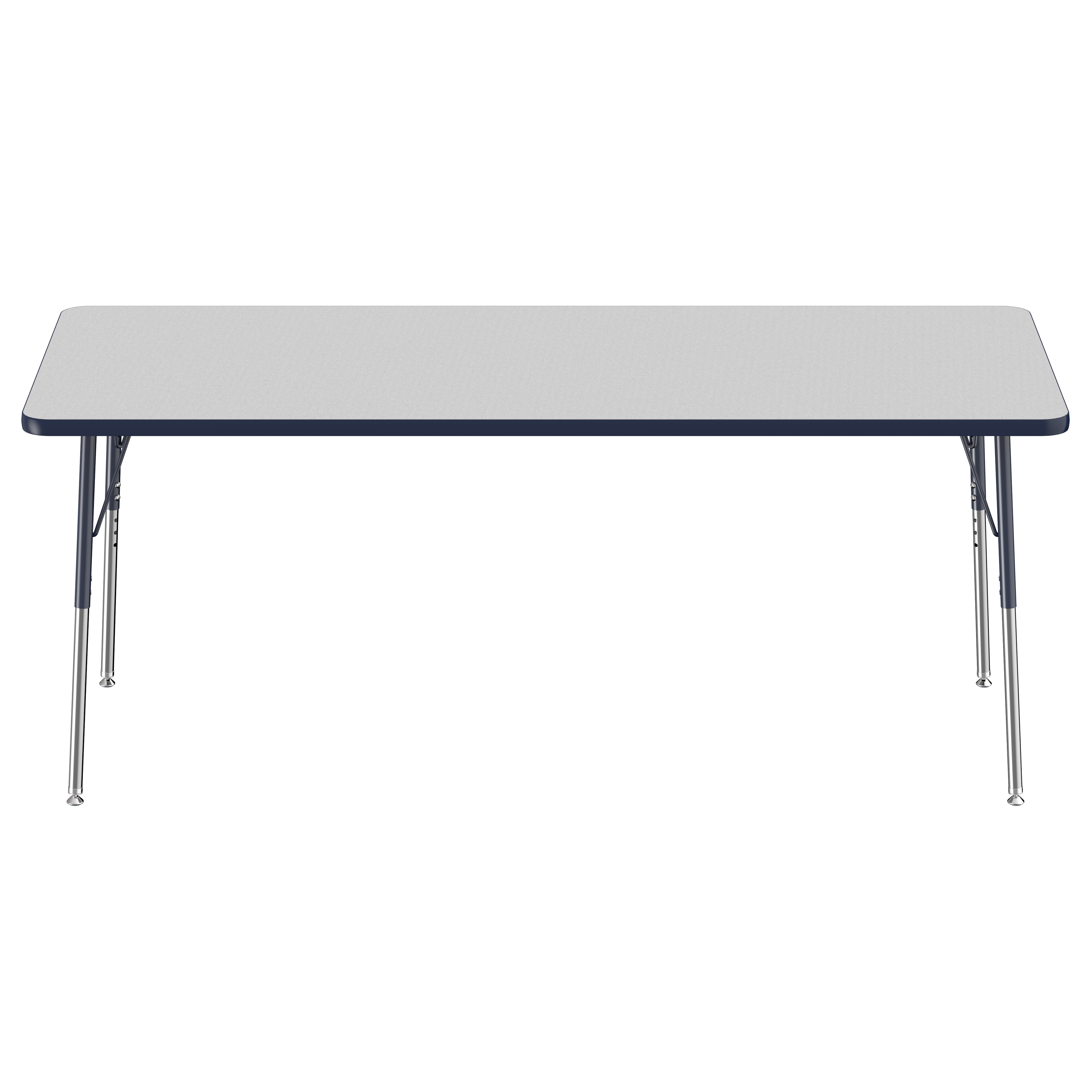 30" x 72" Rectangle T-Molding Activity Table with Adjustable Standard Swivel Glide Legs - Gray/Navy