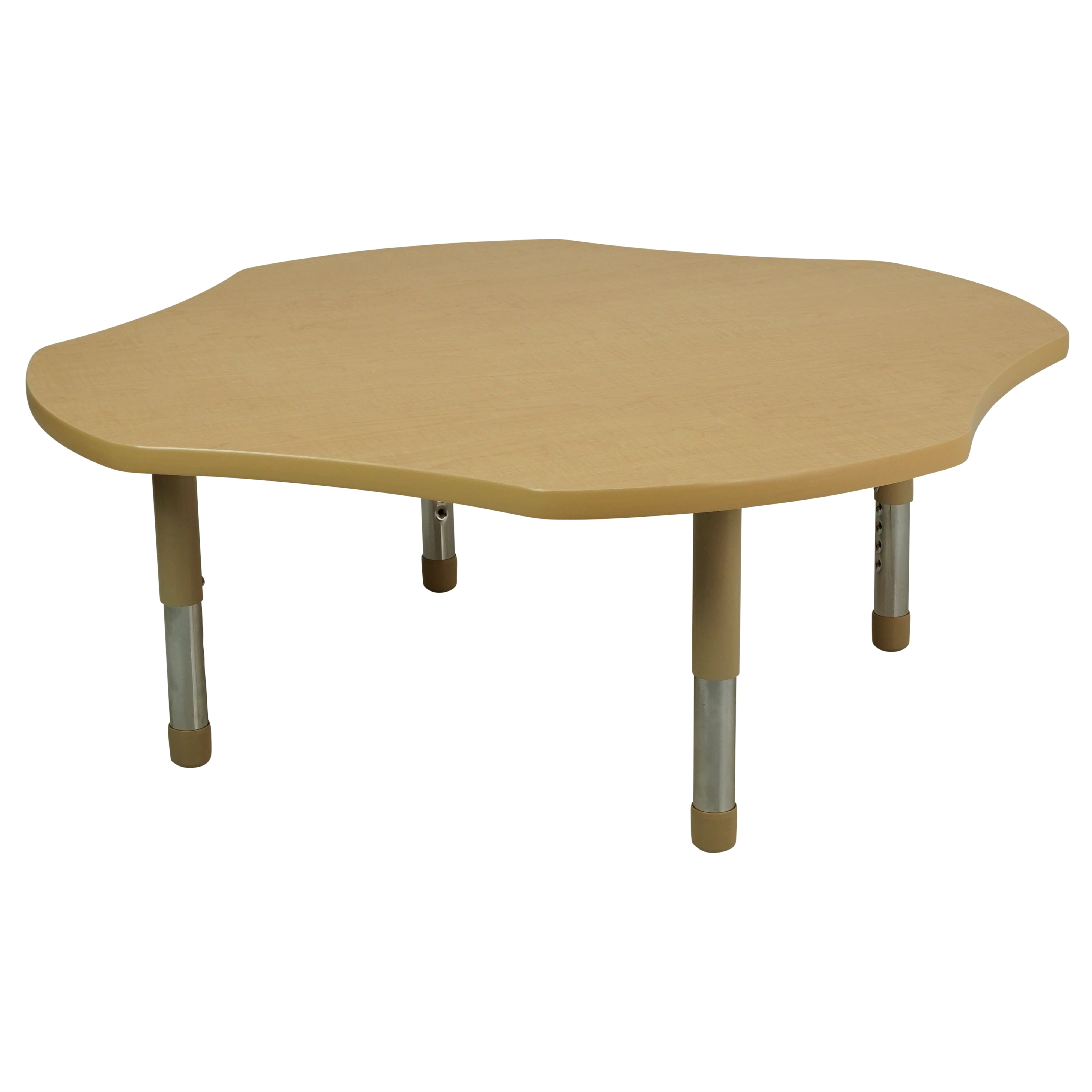 48" x 48" Clover T-Molding Activity Table with Adjustable Tiny Tot Legs - Maple/Sand