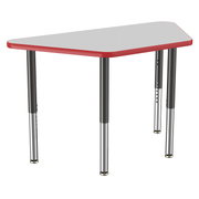 24" x 48" Trapezoid T-Molding Activity Table with Adjustable Super Legs - Gray/Red/Black
