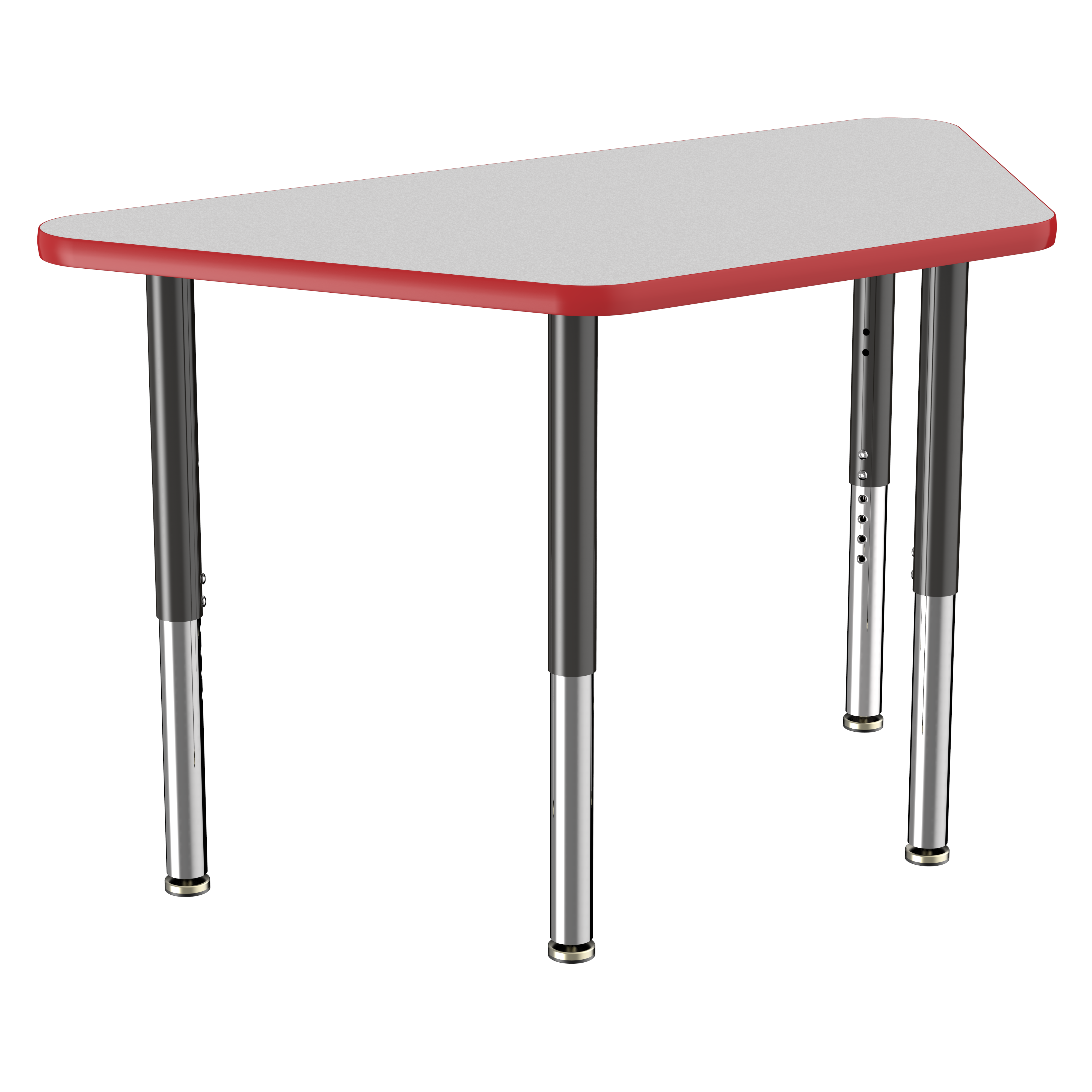 24" x 48" Trapezoid T-Molding Activity Table with Adjustable Super Legs - Gray/Red/Black