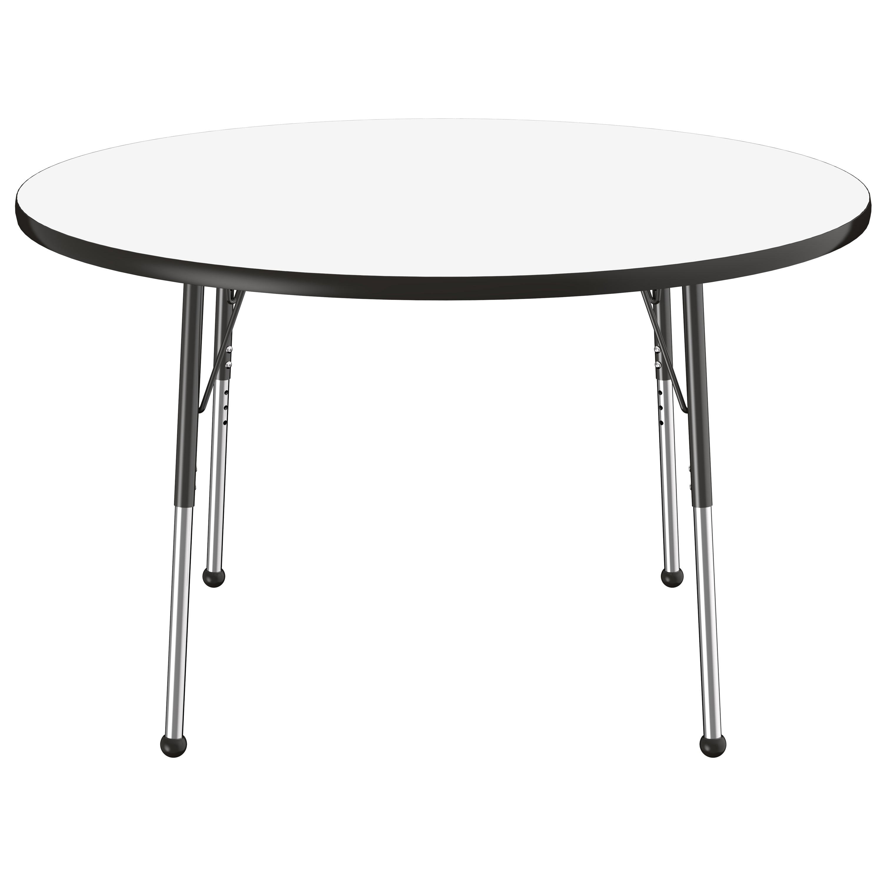 48" Round Collaborative Dry-Erase Activity Table with Adjustable Standard Ball Glide Legs - Whiteboard/Black