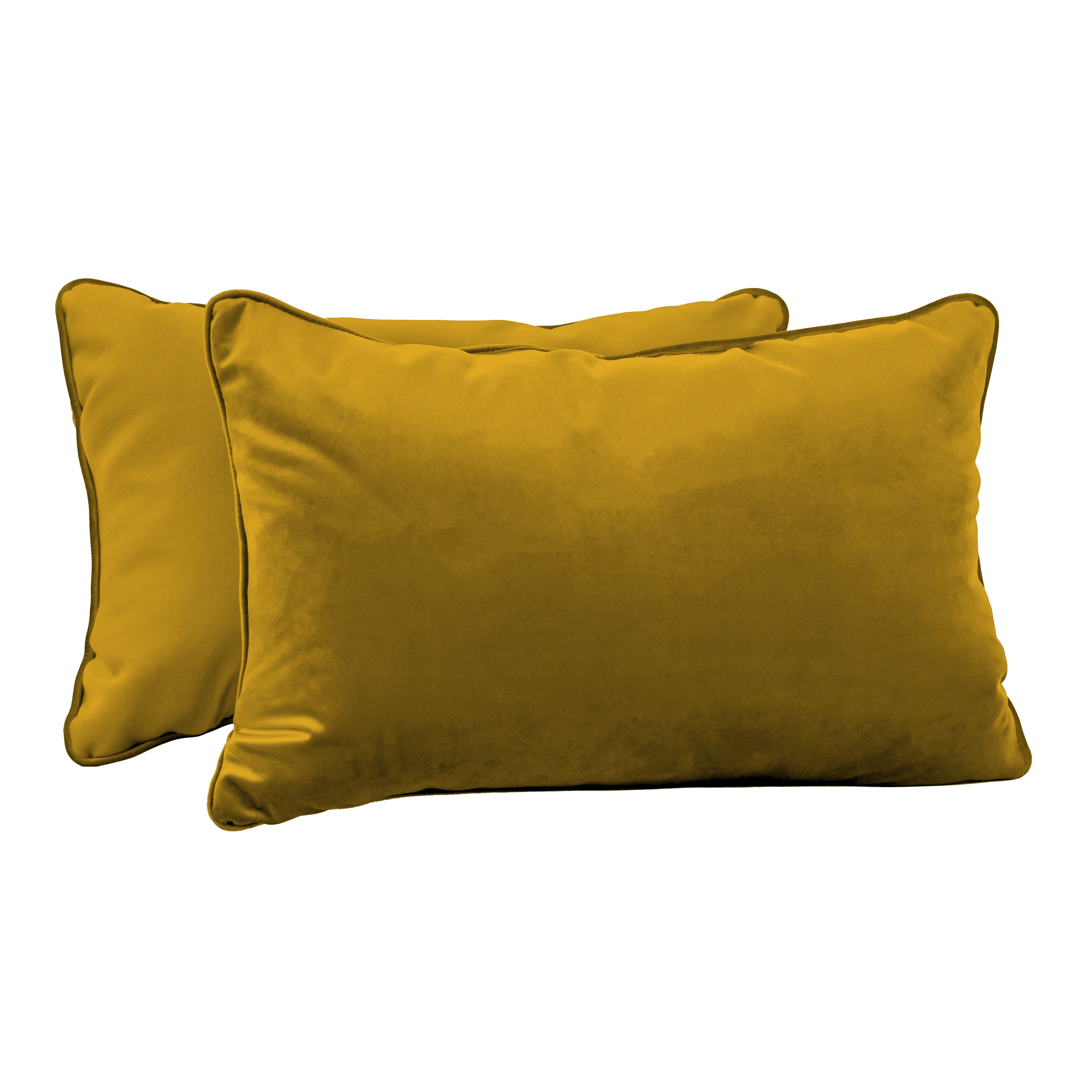 16" x 24" Rectangle Lumbar Microfiber and Faux Leather Pillow with Piping, 2-Piece - Dijon