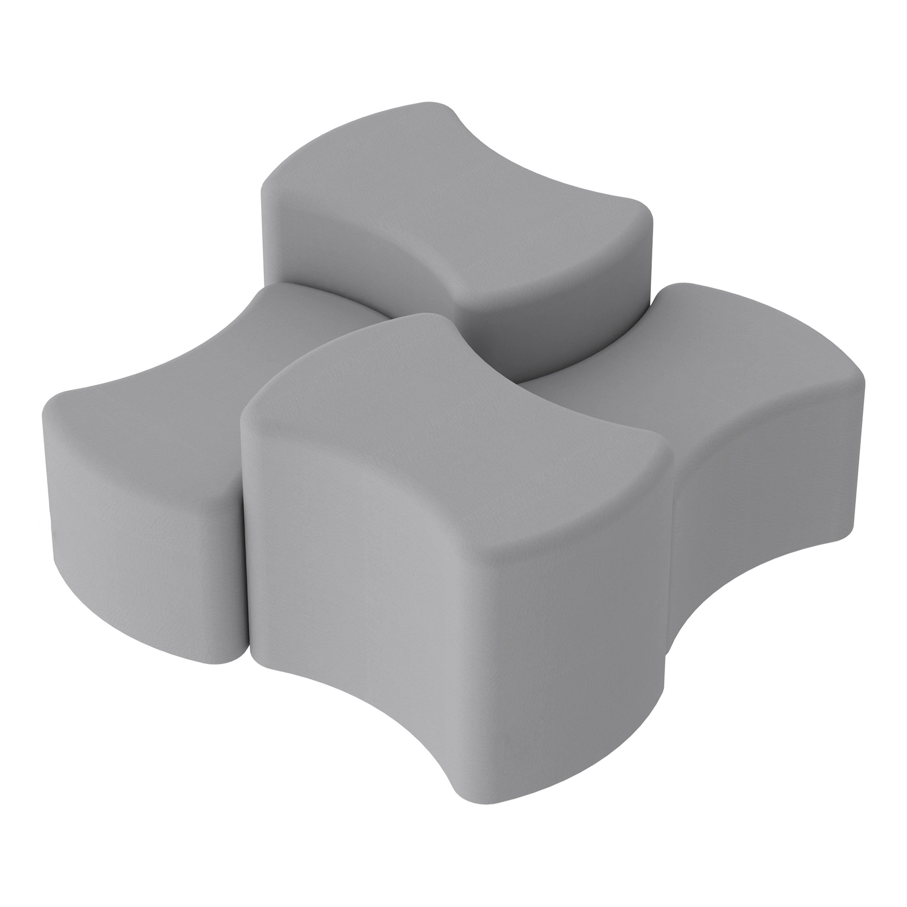 Pro Series Upholstered Bowtie Ottoman, 4-Piece - Gray