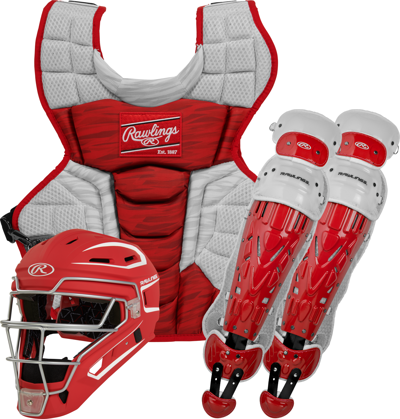 Rawlings Velo 2.0 Adult Catchers Set - Scarlet/White