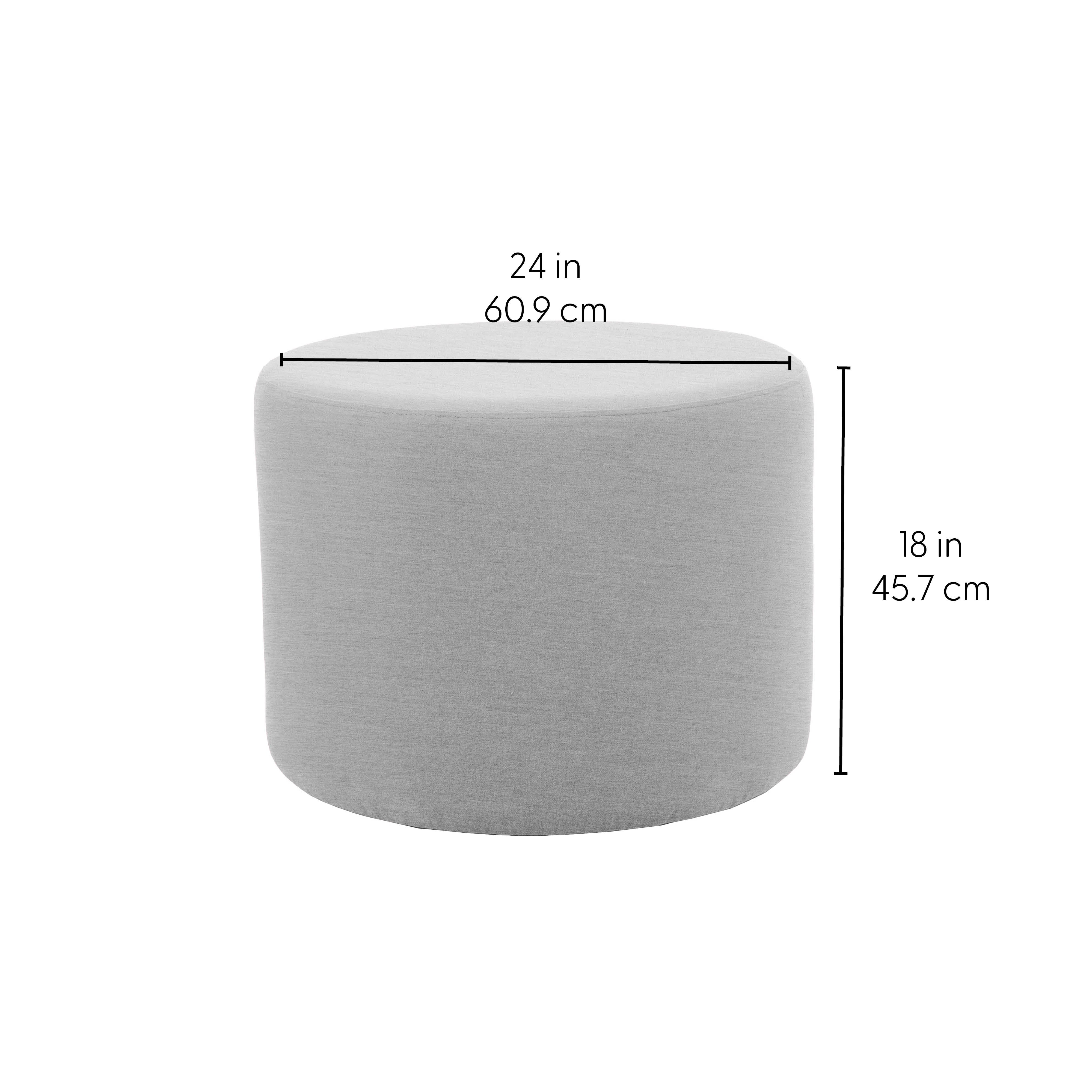 Outdoor 24" Round Ottoman with Sunbrella®, 18" H - Canvas Granite