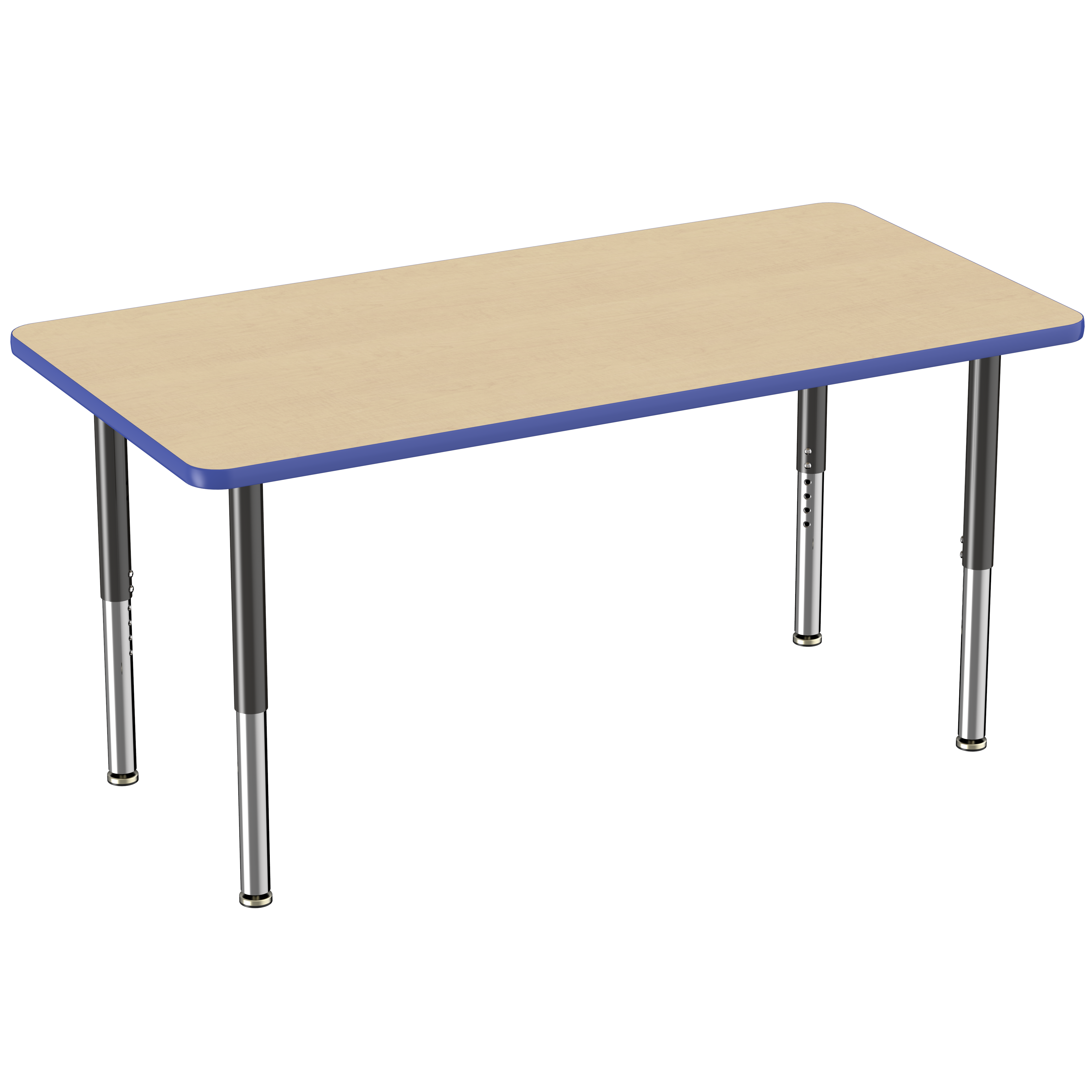 30" x 60" Rectangle T-Molding Activity Table with Adjustable Super Legs - Maple/Blue/Black
