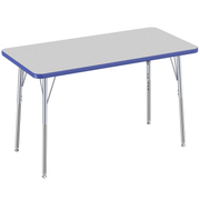 24" x 48" Rectangle T-Molding Activity Table with Adjustable Standard Swivel Glide Legs - Gray/Blue/Silver