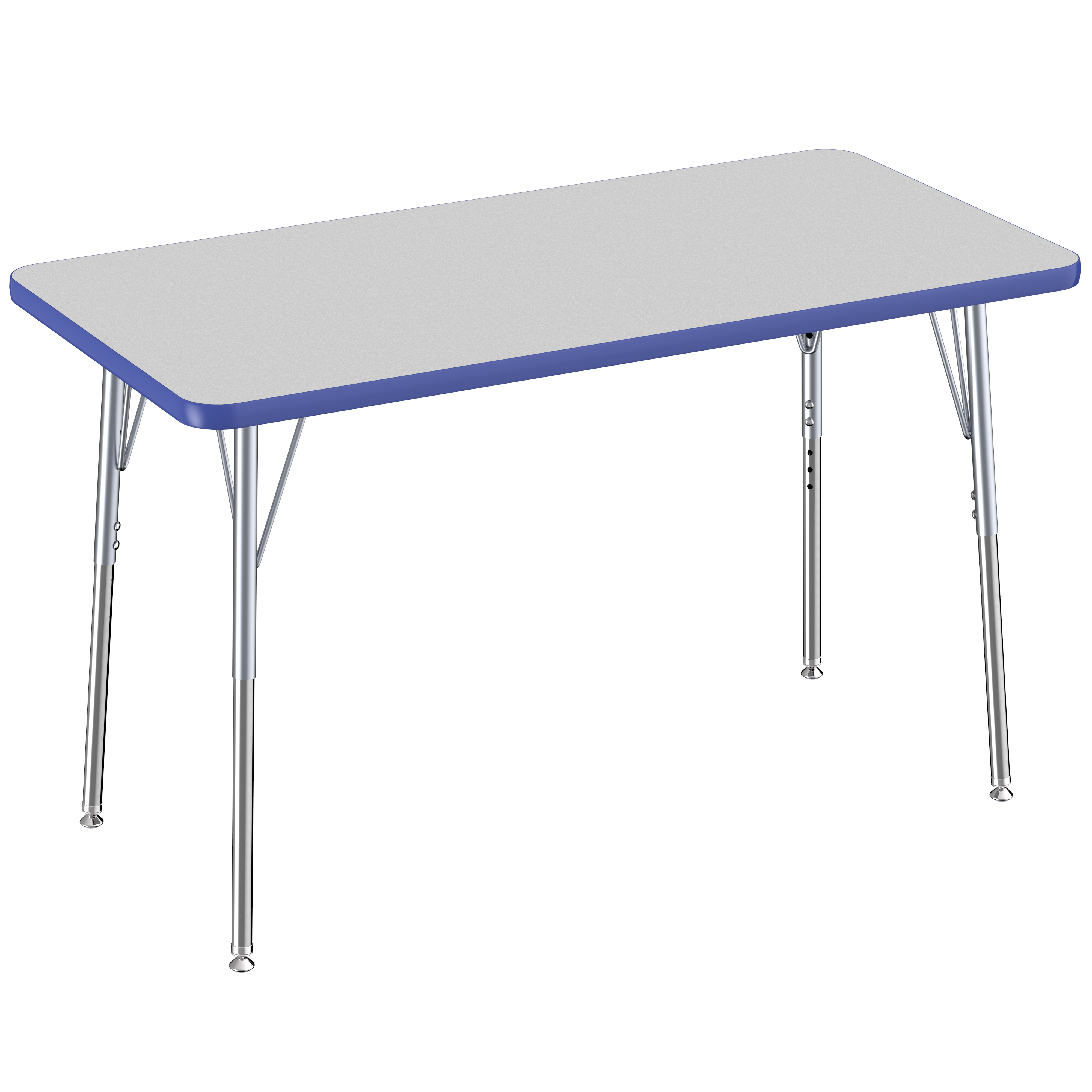 24" x 48" Rectangle T-Molding Activity Table with Adjustable Standard Swivel Glide Legs - Gray/Blue/Silver