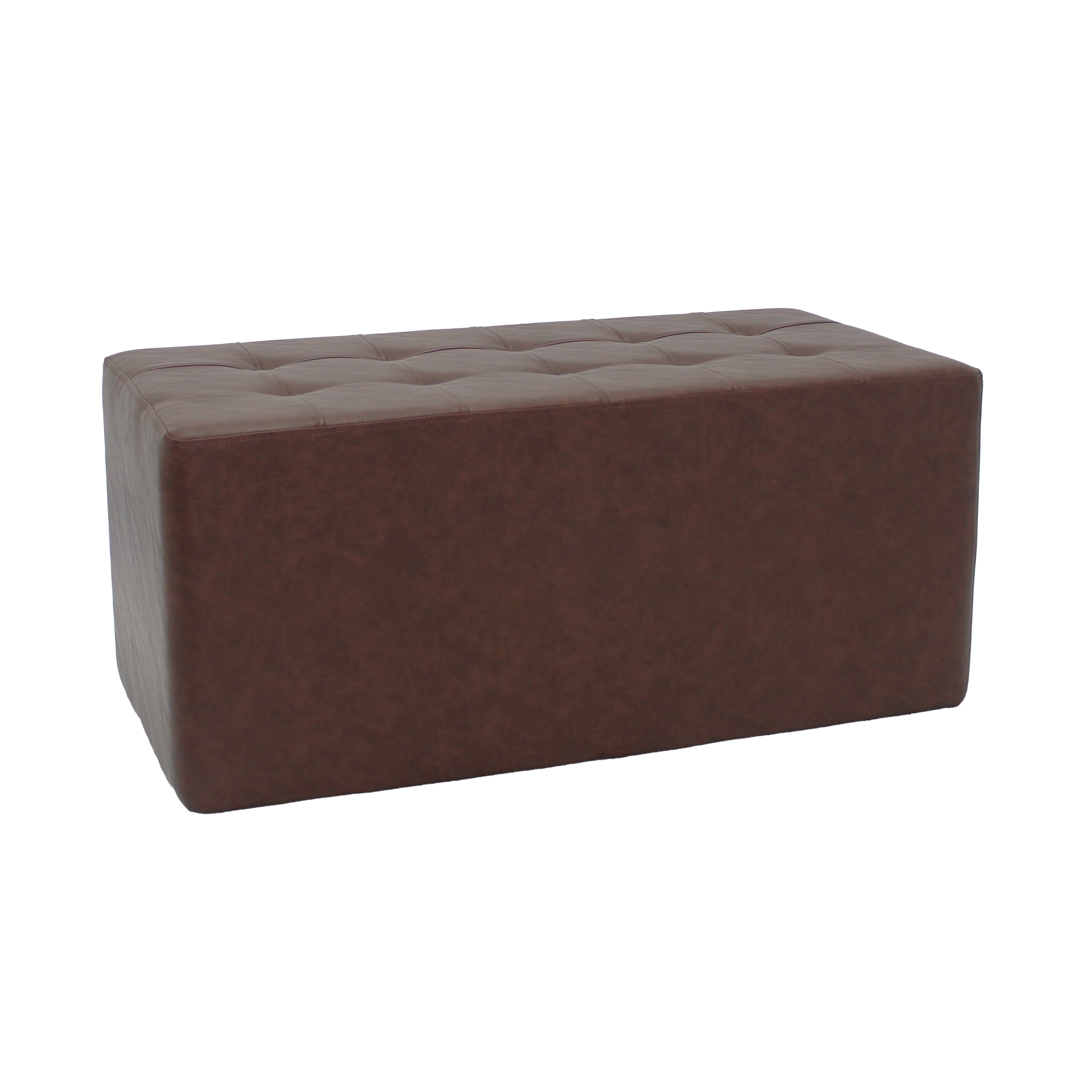 Rustic Tufted Rectangle Ottoman 16" Height - Walnut
