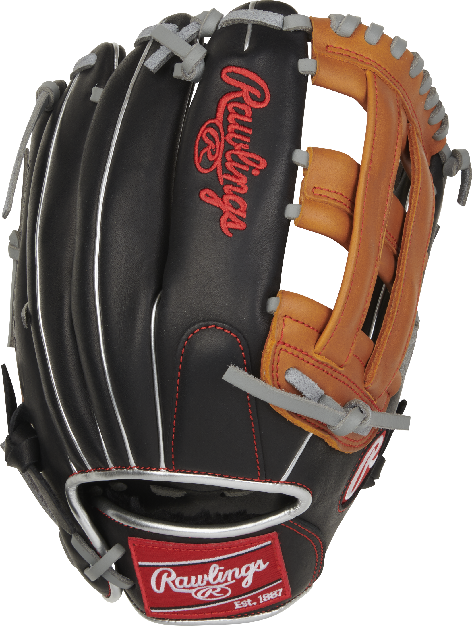 Rawlings R9 Baseball Contour Series 12-Inch Baseball Glove  - Right Hand Thrower - Black/Tan