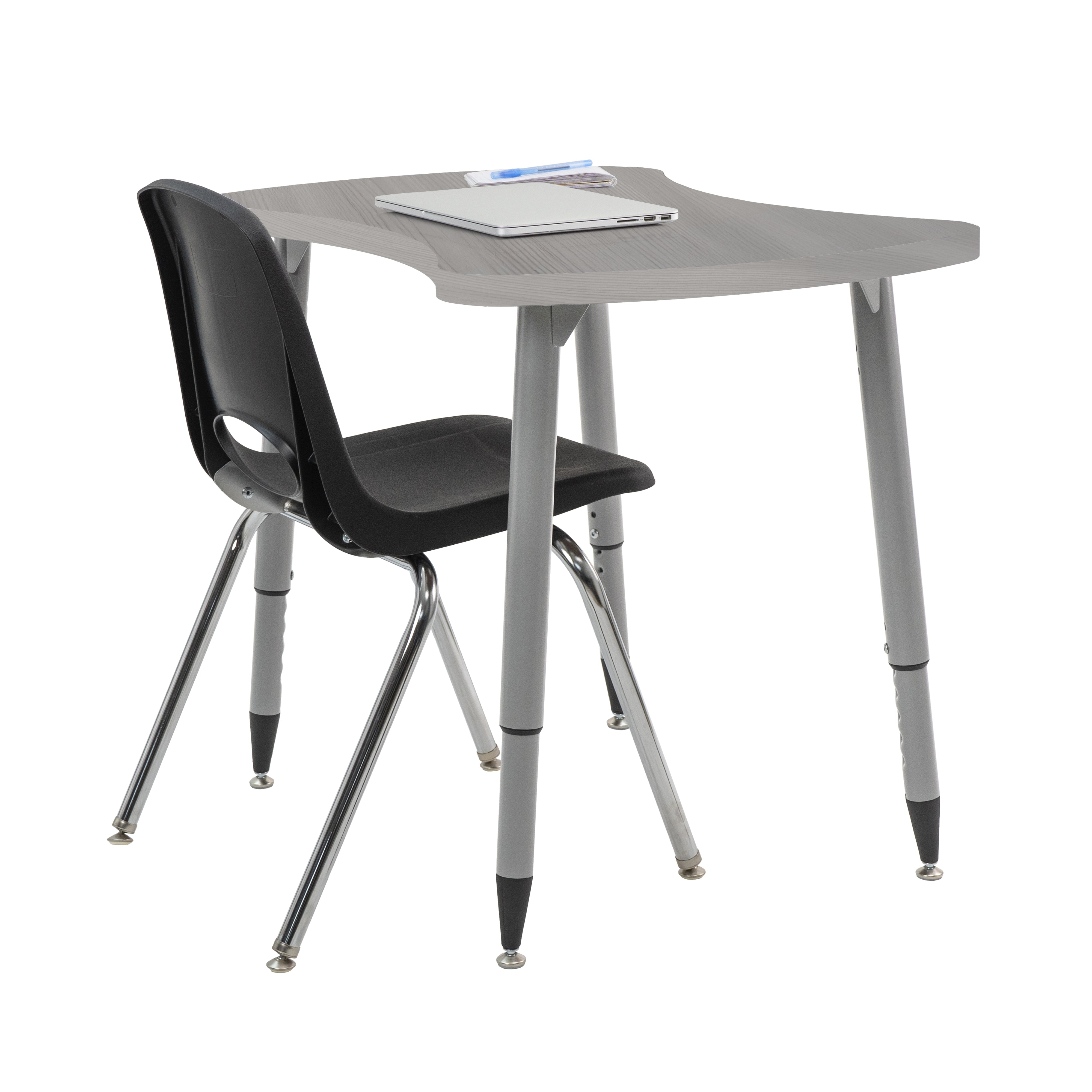Adapte 25" x 37" Bowtie Woodgrain Activity Table with Adjustable Tapered Legs - Light Gray Wood/Silver