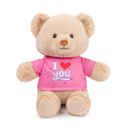 GUND “I Love You” Sustainable Message Bear with Pink T-Shirt, Teddy Bear Made from 100% Recycled Materials for Ages 1 and Up, Tan, 12”