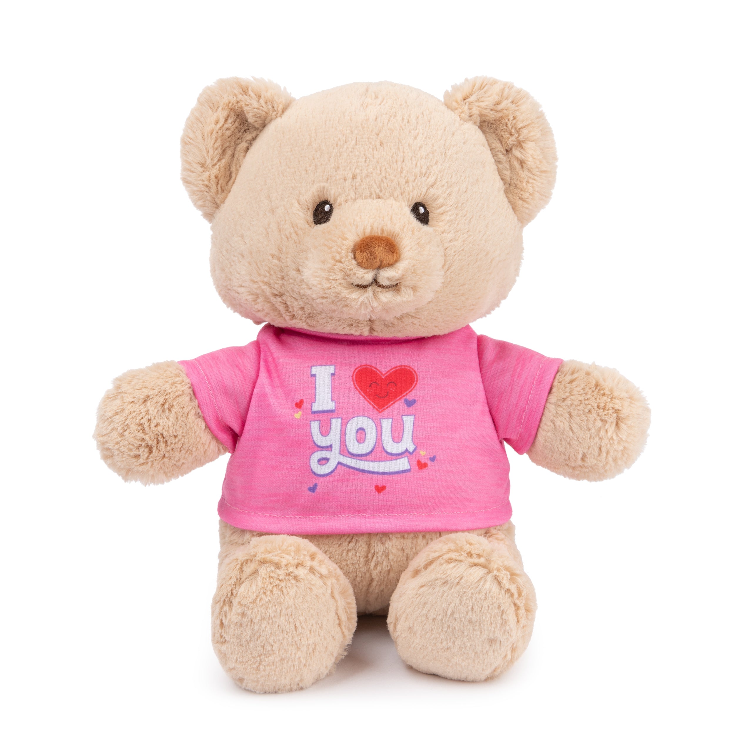 GUND “I Love You” Sustainable Message Bear with Pink T-Shirt, Teddy Bear Made from 100% Recycled Materials for Ages 1 and Up, Tan, 12”