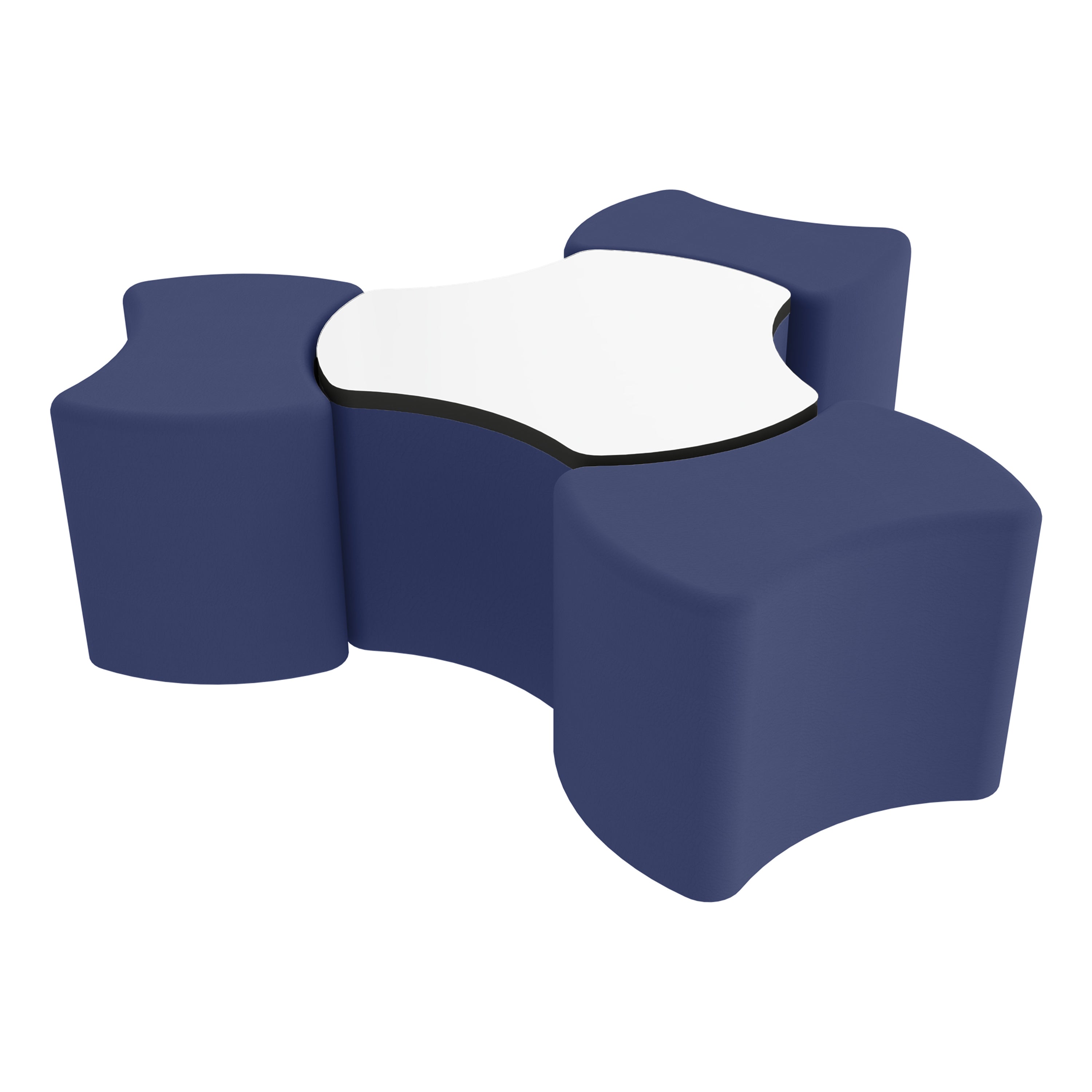 Pro Series Dry-Erase Cog Ottoman Table with Bowtie 18" H Seating, 4-Piece Set - Navy/Whiteboard