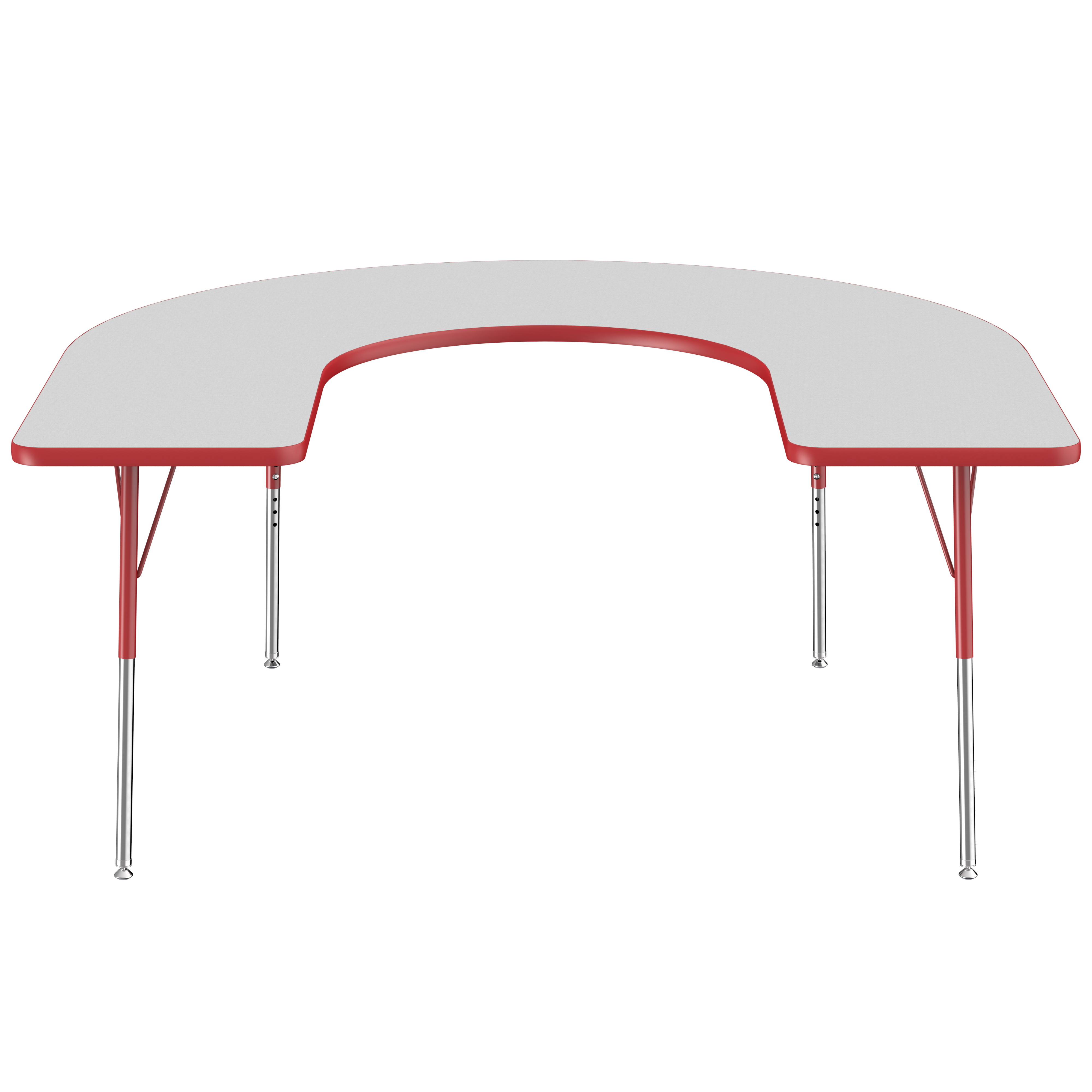 60" x 66" Horseshoe T-Molding Activity Table with Adjustable Standard Swivel Glide Legs - Gray/Red
