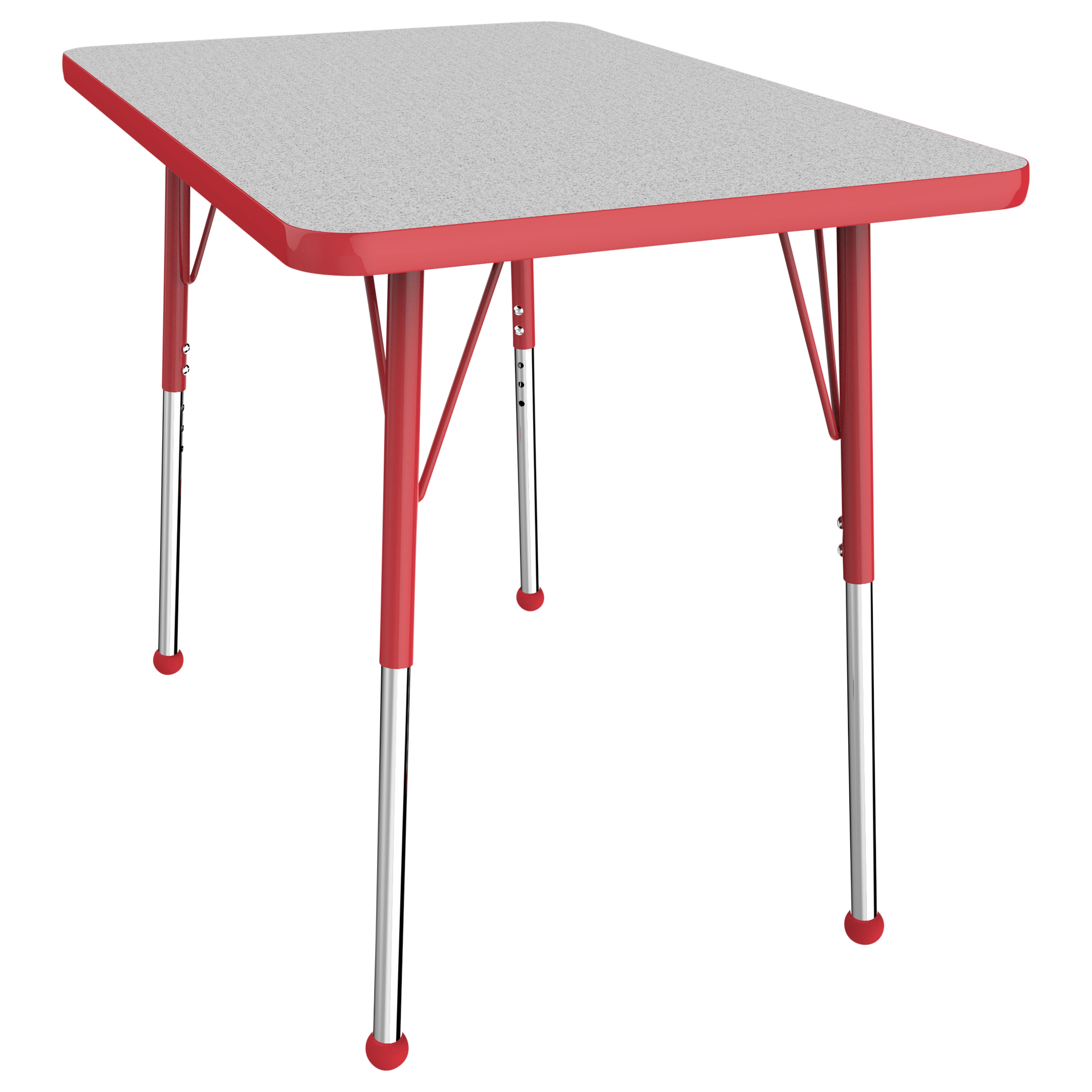24" x 36" Rectangle T-Molding Activity Table with Adjustable Standard Ball Glide Legs - Gray/Red