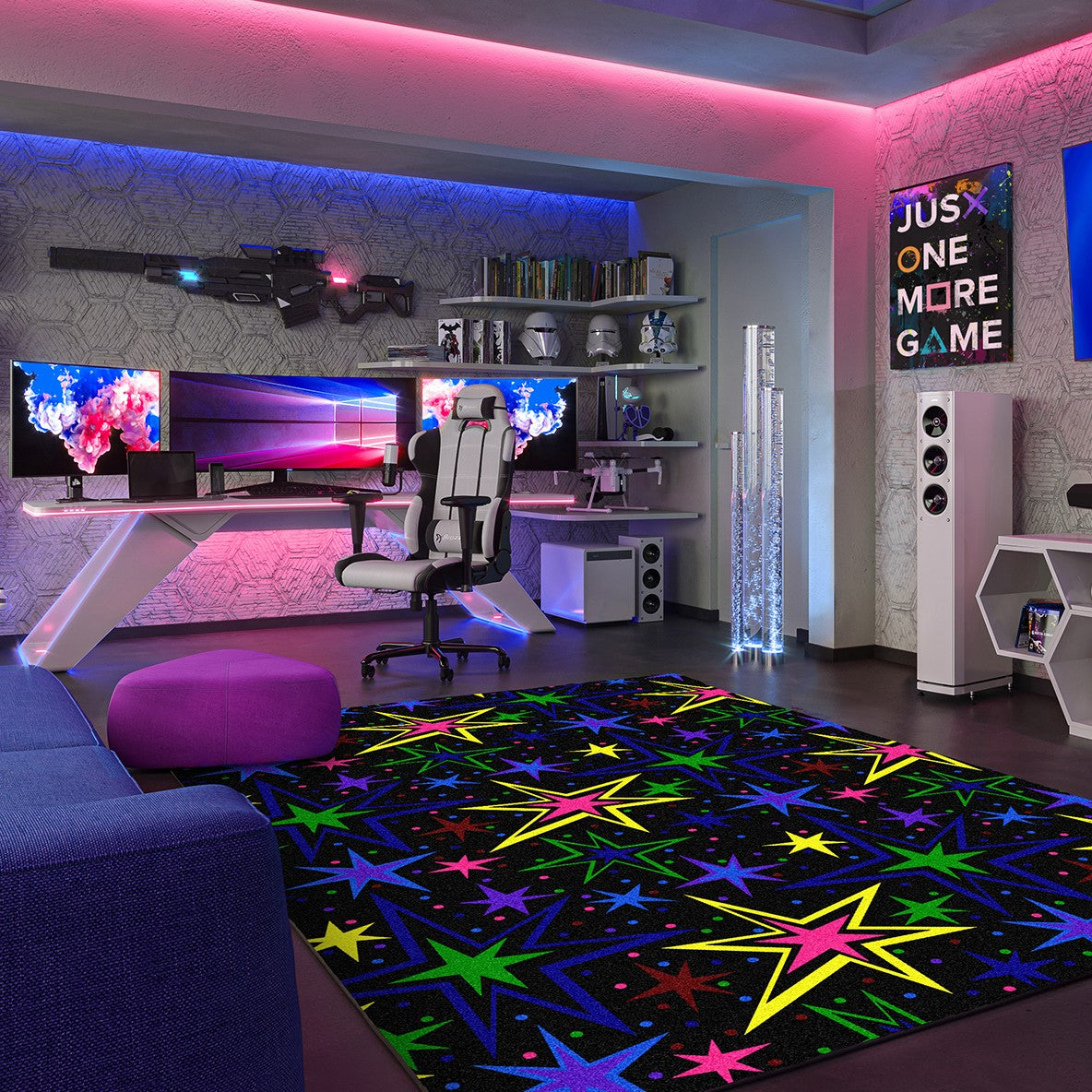 Kapow 6' x 9' area rug in color Fluorescent