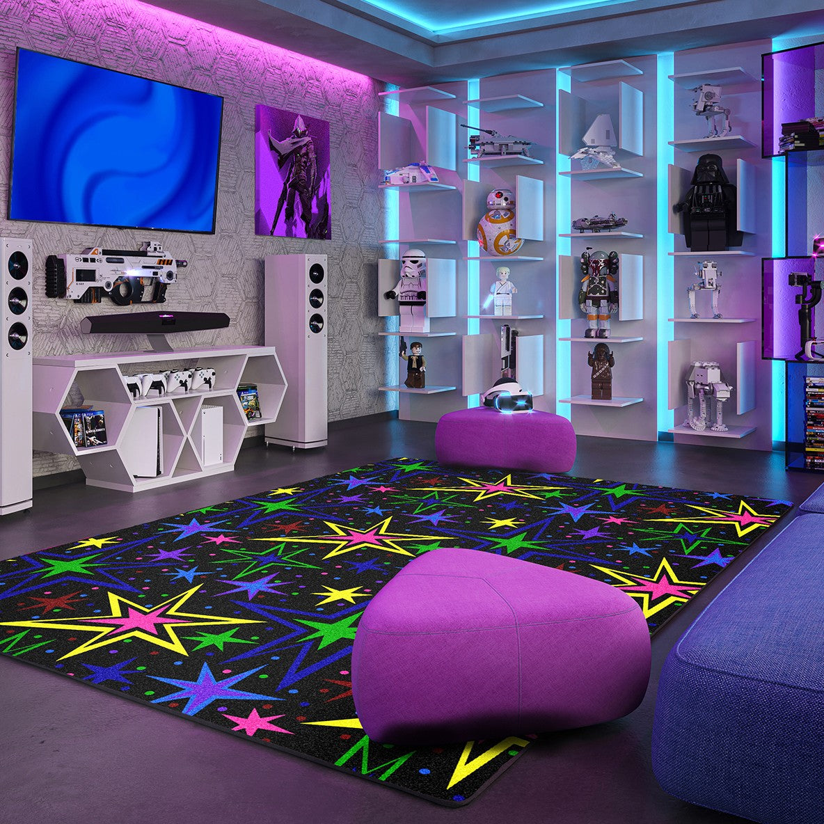 Kapow 12' x 15' area rug in color Fluorescent