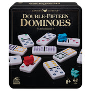 Spin Master Games, Cardinal Classics Double 15 Dominoes Set in Storage Tin, Family Board Games, 2-6 Players, for Ages 8 & Up