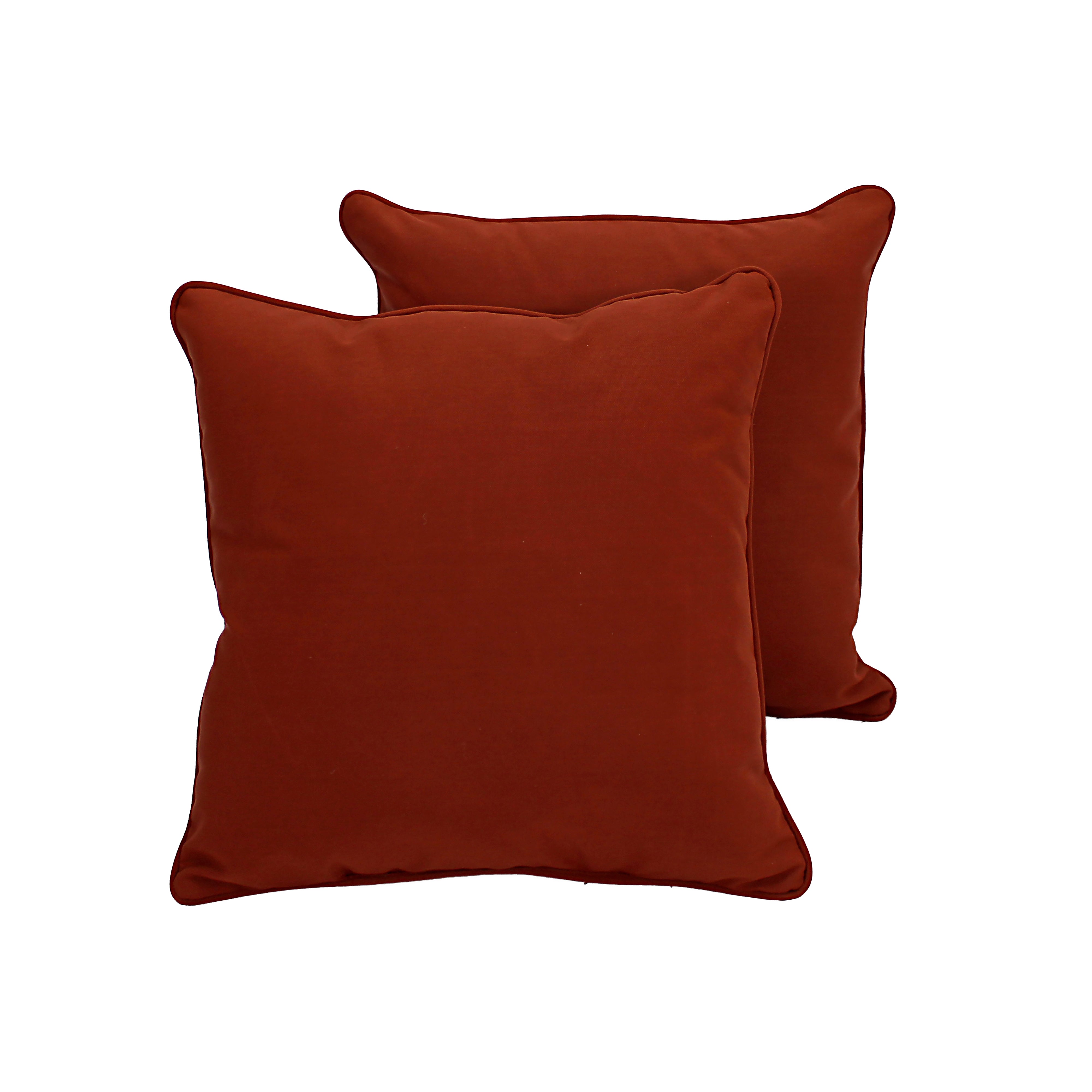 Presidio 15" x 15" Square Indoor/Outdoor Pillow with Piping, 2-Piece - Rust Red