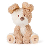 Baby GUND Peeki the Puppy Animated Plush, Singing Stuffed Animal, Sensory Toy for Babies and Toddlers, Plays Peek-a-Boo and Sings, Brown/Cream, 12”