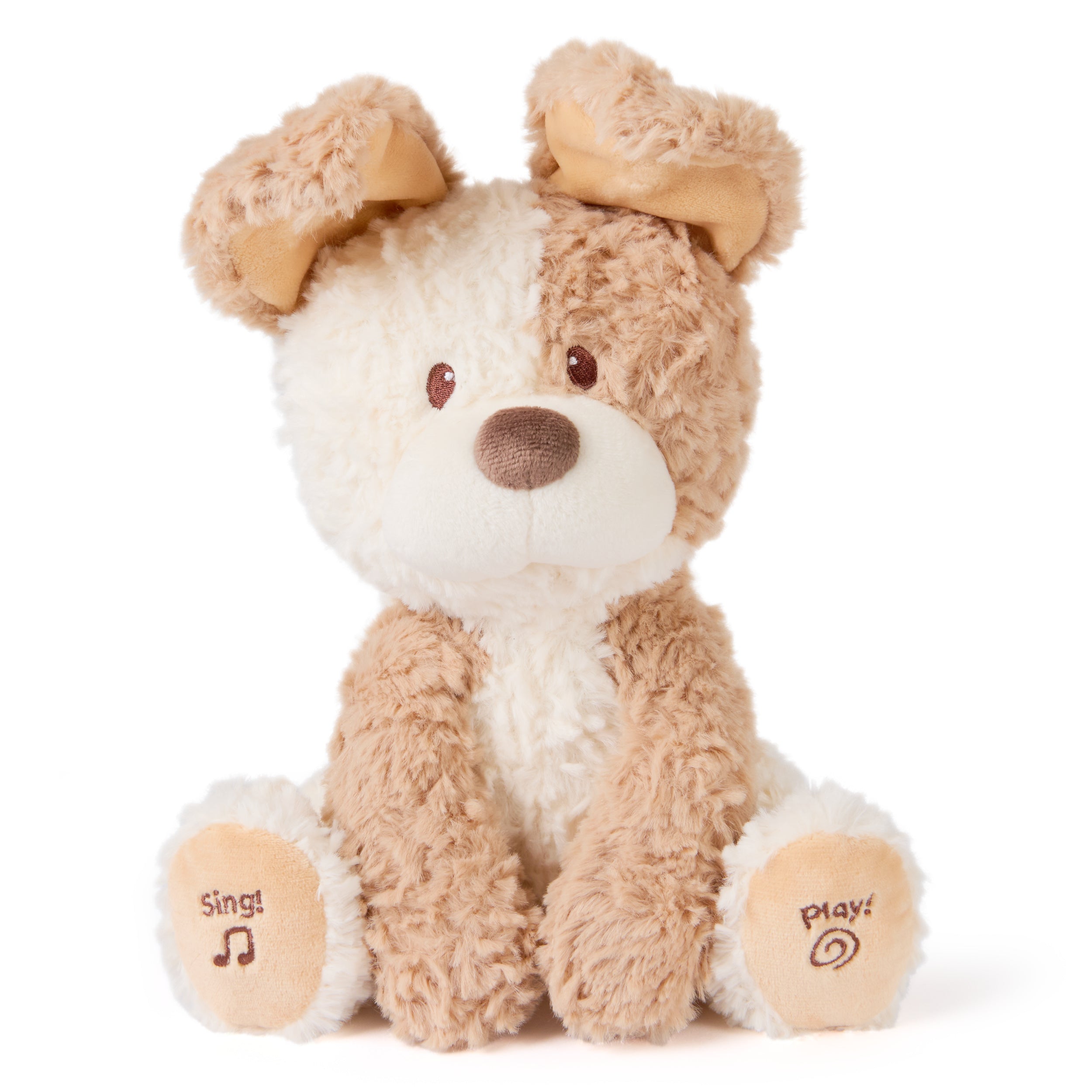 Baby GUND Peeki the Puppy Animated Plush, Singing Stuffed Animal, Sensory Toy for Babies and Toddlers, Plays Peek-a-Boo and Sings, Brown/Cream, 12”