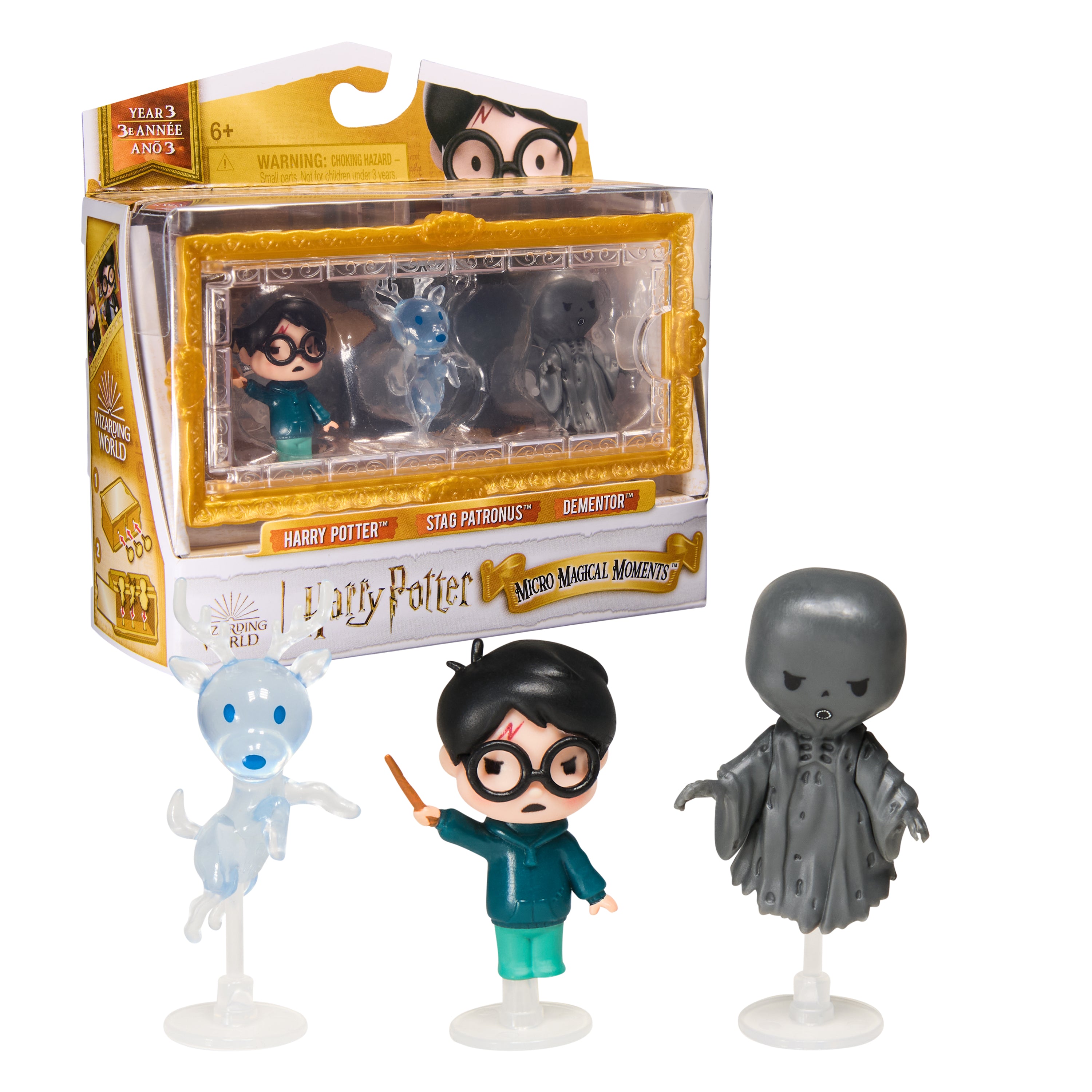 Wizarding World Harry Potter, Micro Magical Moments Year 3 Figure Set with Harry, Stag Patronus, Dementor & Display Case, Kids Toys for Ages 6 and up