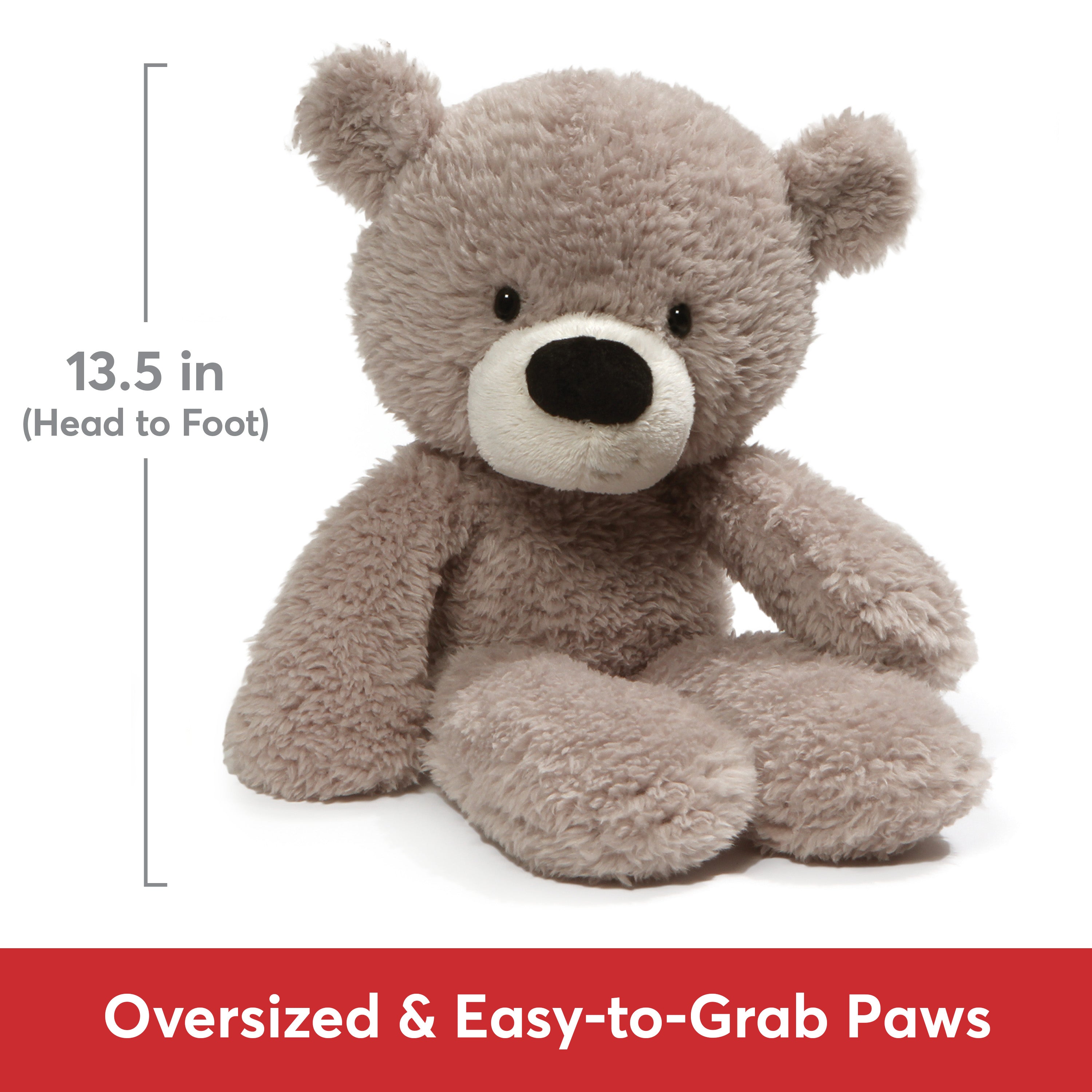 GUND Fuzzy Teddy Bear, Premium Stuffed Animal for Ages 1 and Up, Gray, 13.5”
