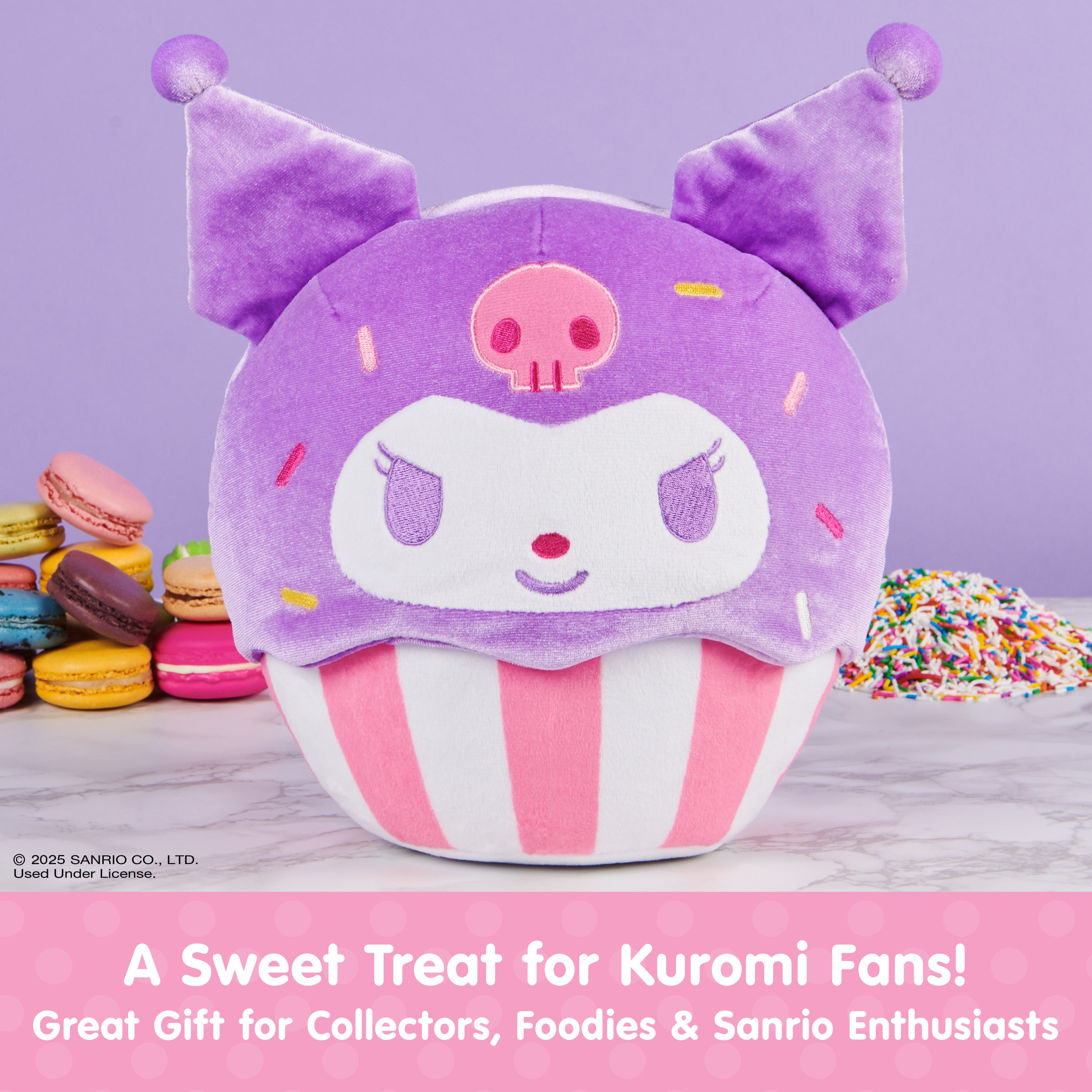 GUND Sanrio Hello Kitty and Friends Kuromi Cupcake Plush, Stuffed Animal for Ages 1 and Up, Purple/White, 8”