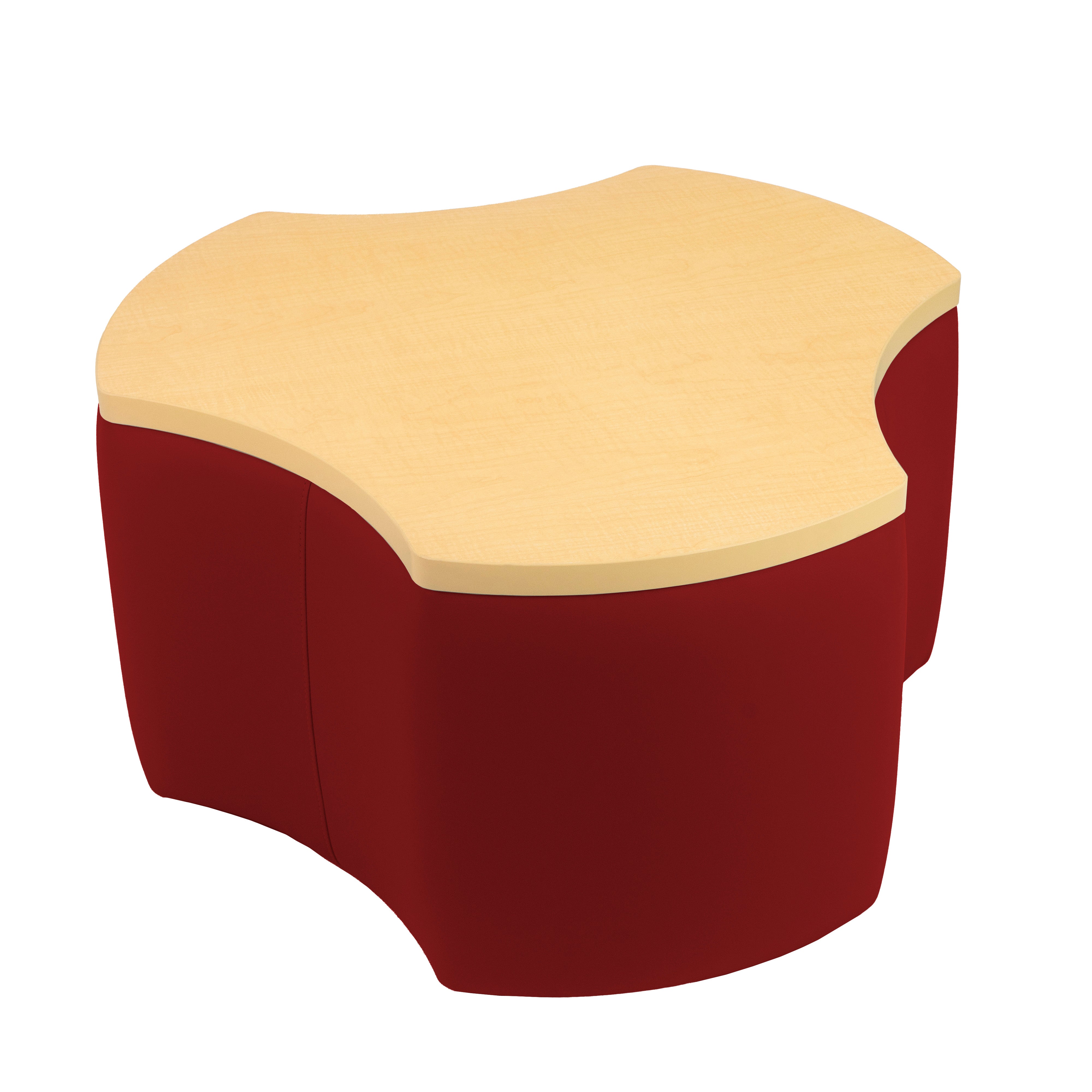 Pro Series Upholstered Cog Ottoman Table 18" Height - Crimson/Maple