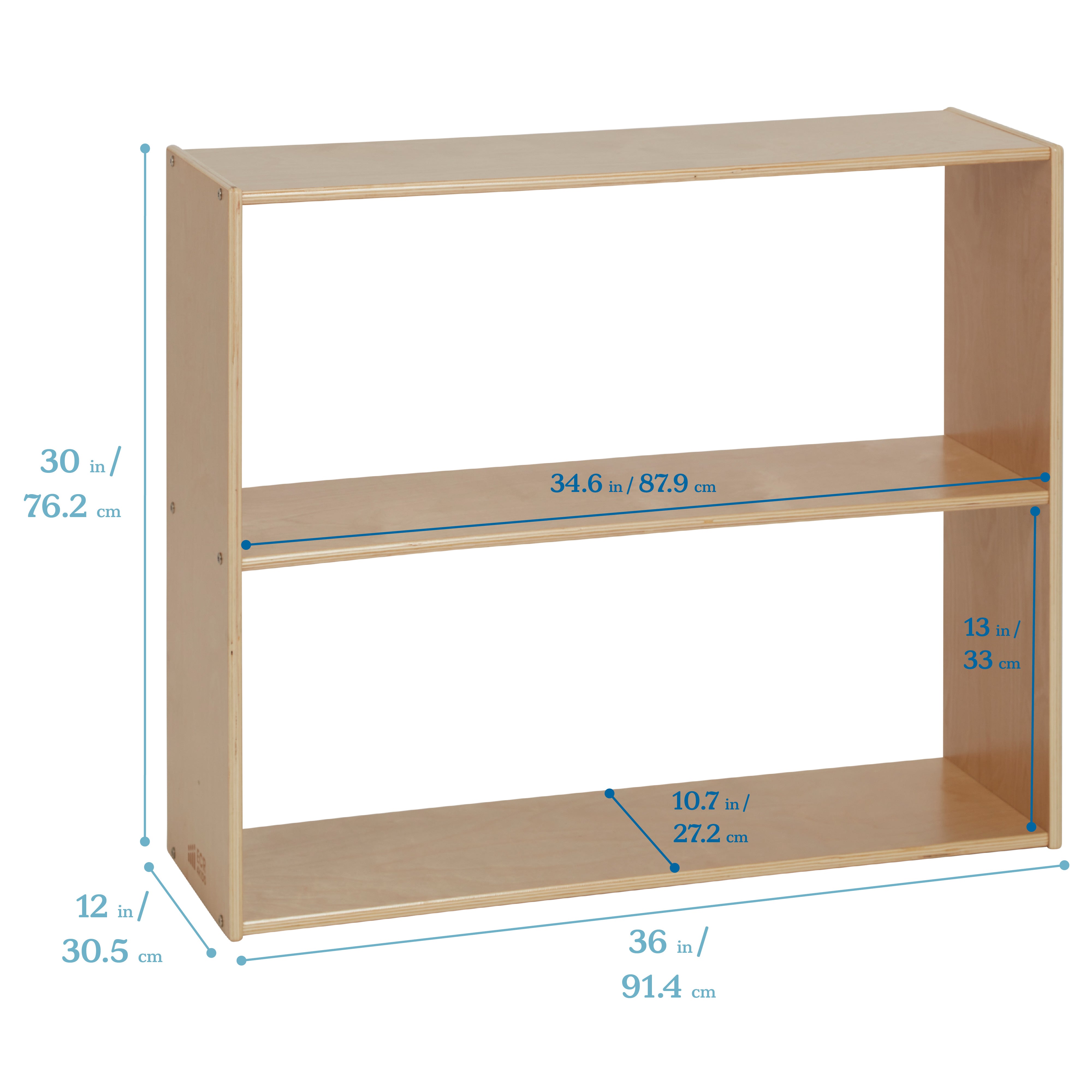 Streamline 2-Shelf Storage Cabinet without Back 30in H - Natural
