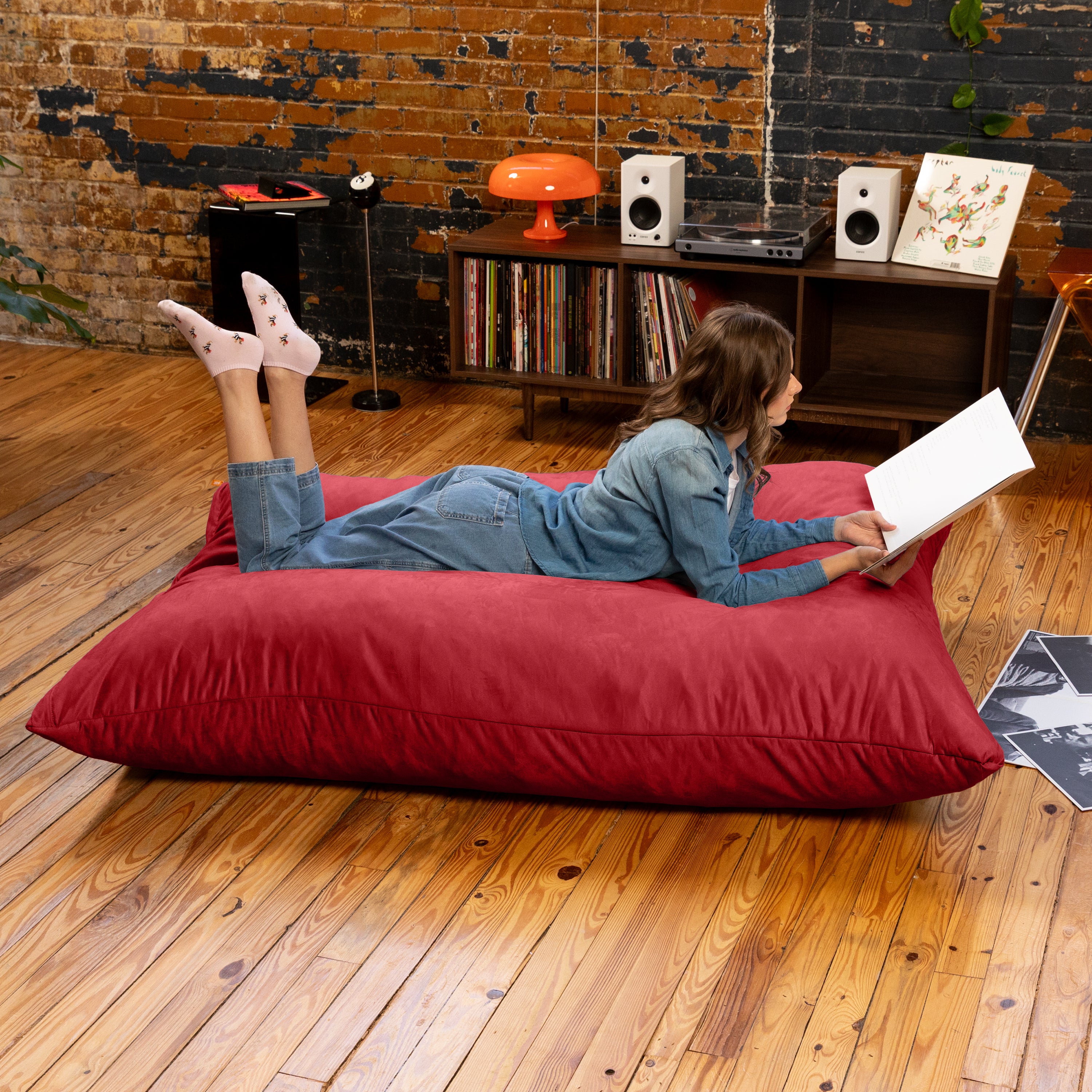Jaxx Pillow Saxx 5.5-Foot - Huge Bean Bag Floor Pillow and Lounger, Cinnabar