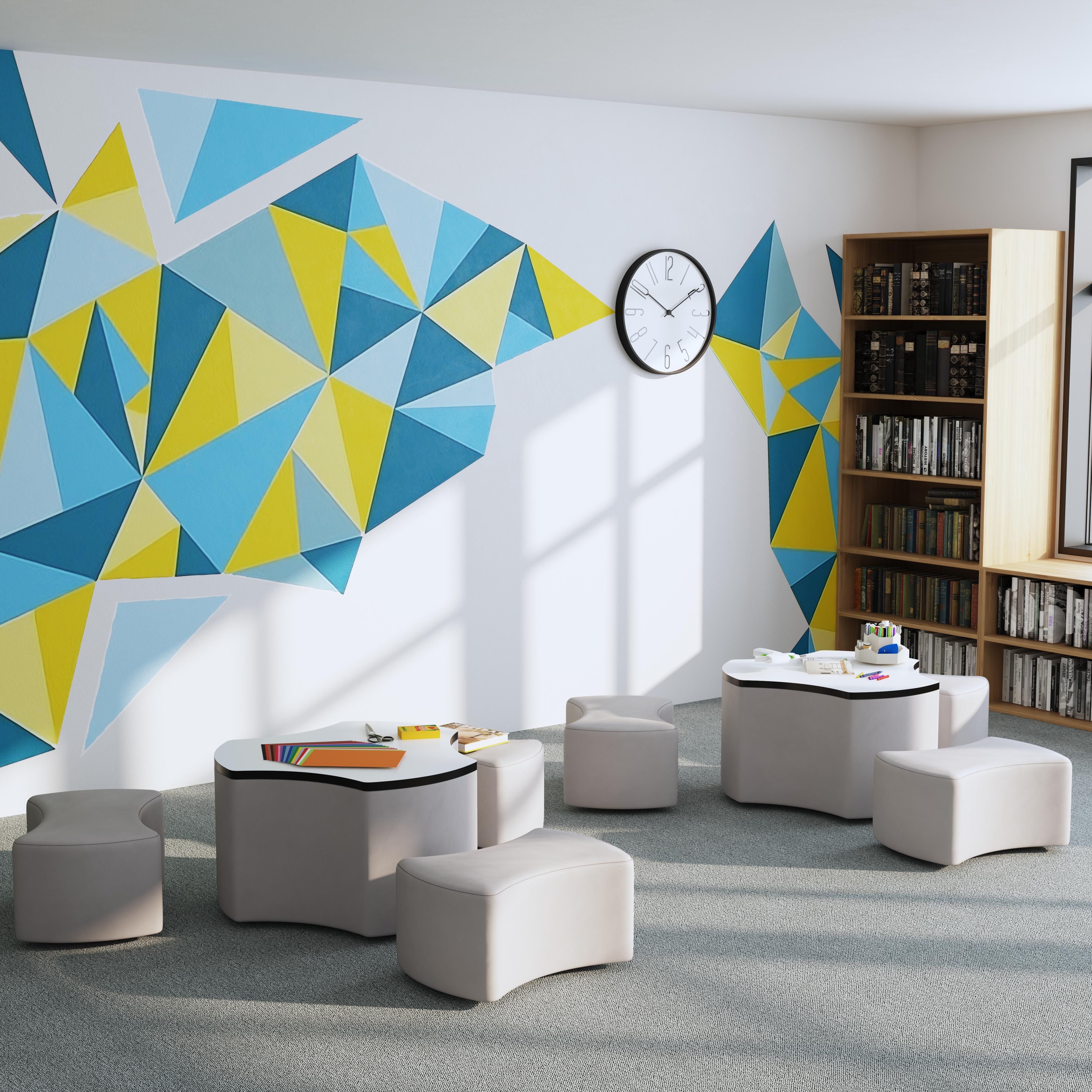 Pro Series Dry-Erase Cog Ottoman Table with Bowtie 12" H Seating, 4-Piece Set - Gray/Whiteboard