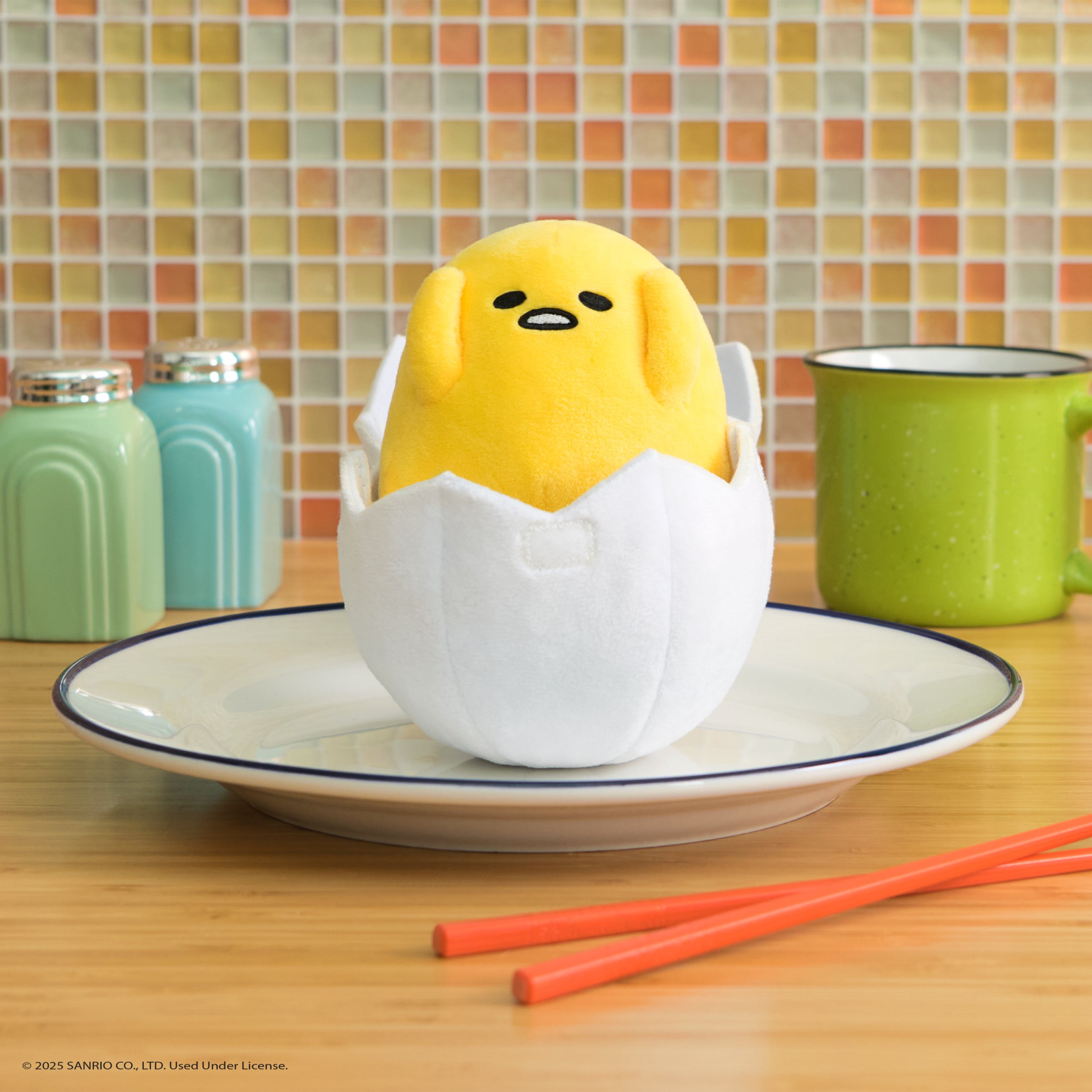 GUND Sanrio Gudetama The Lazy Egg Stuffed Animal, Gudetama in Eggshell Plush Toy for Ages 1 and Up, 5”